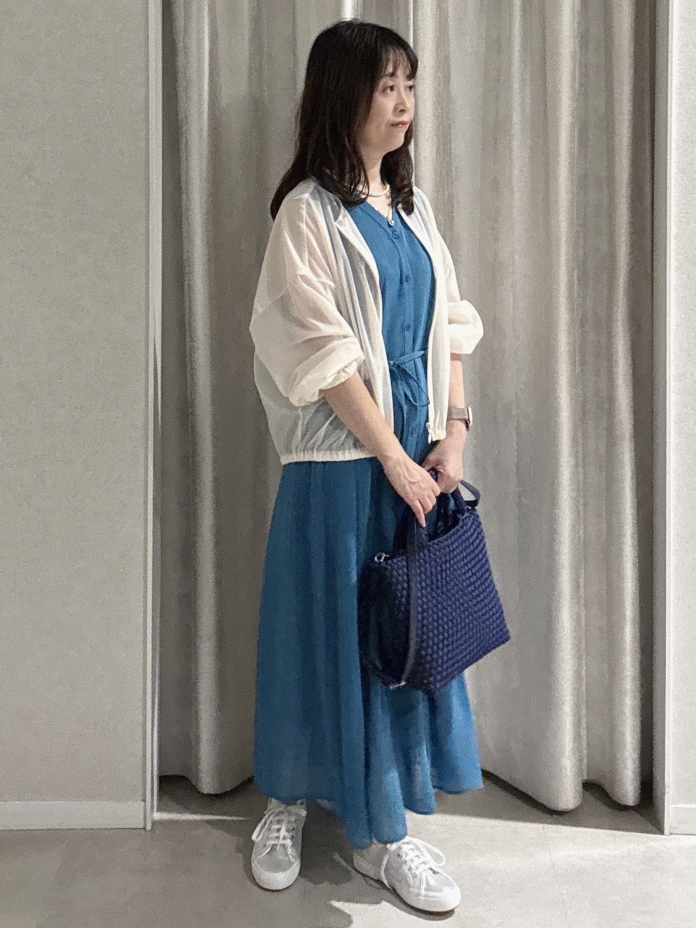 makiさんの「UNTITLED｜【Made In Japan】ガラスパールレイヤードネックレス」を使ったコーディネート