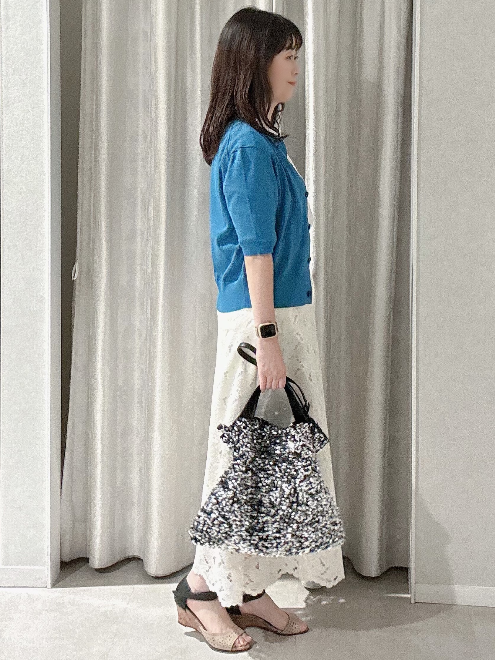 makiさんの「UNTITLED｜ドライタッチ5分袖カーディガン」を使ったコーディネート