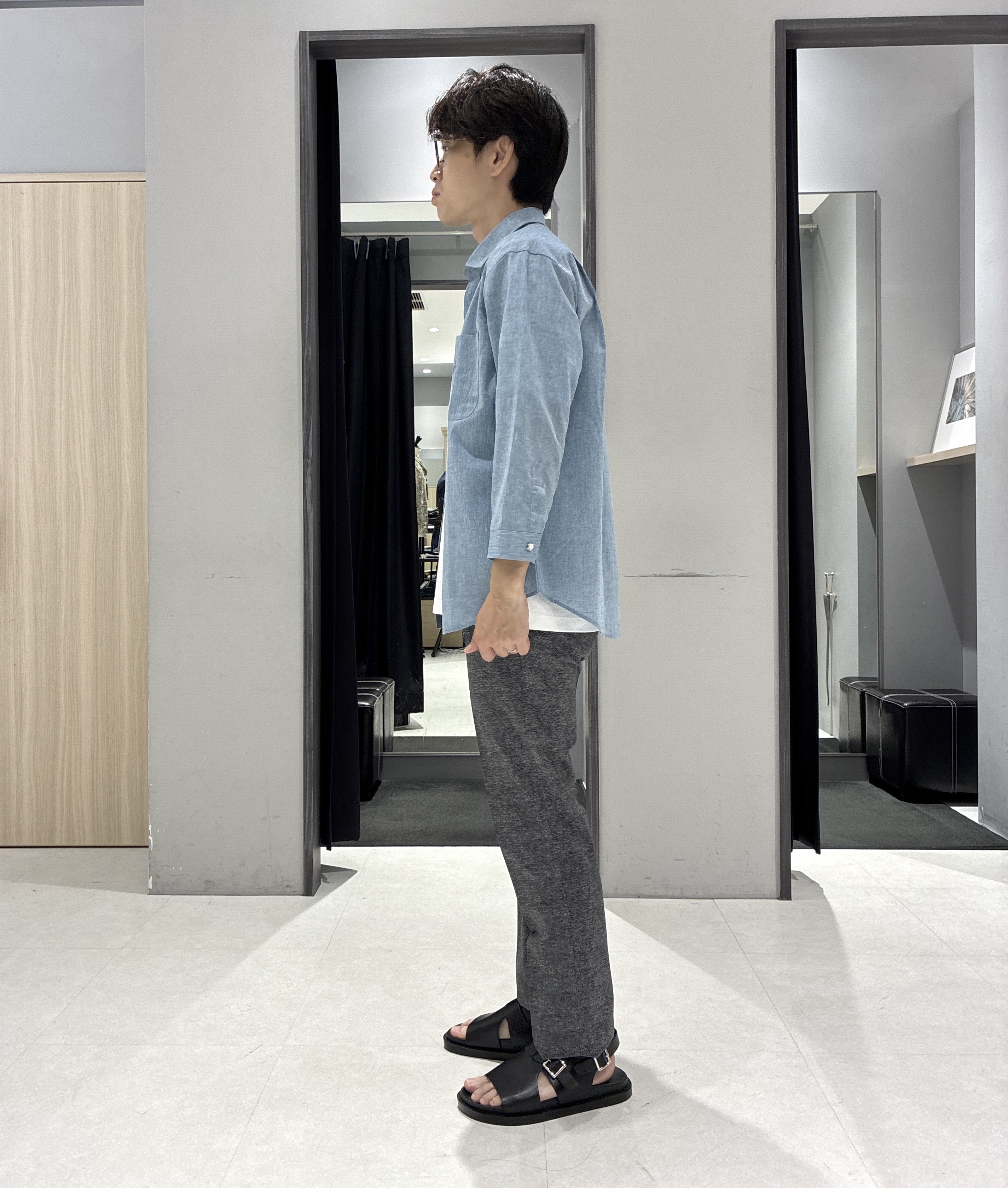 わいずみさんの「TAKEO KIKUCHI｜【接触冷感】ハイブリッド リネン 七分袖シャツ」を使ったコーディネート