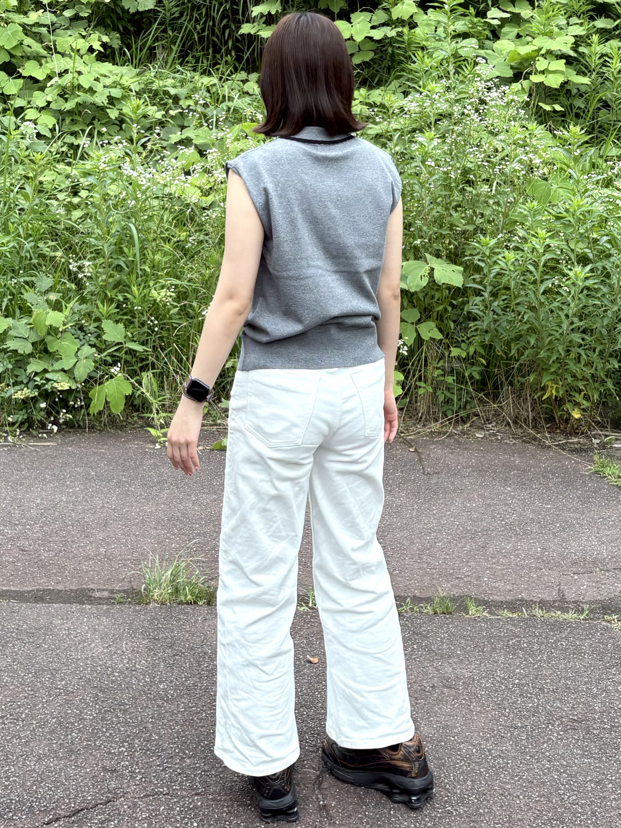 Itoさんの「OPAQUE.CLIP｜配色衿フレンチスリーブニット【洗濯機OK】」を使ったコーディネート
