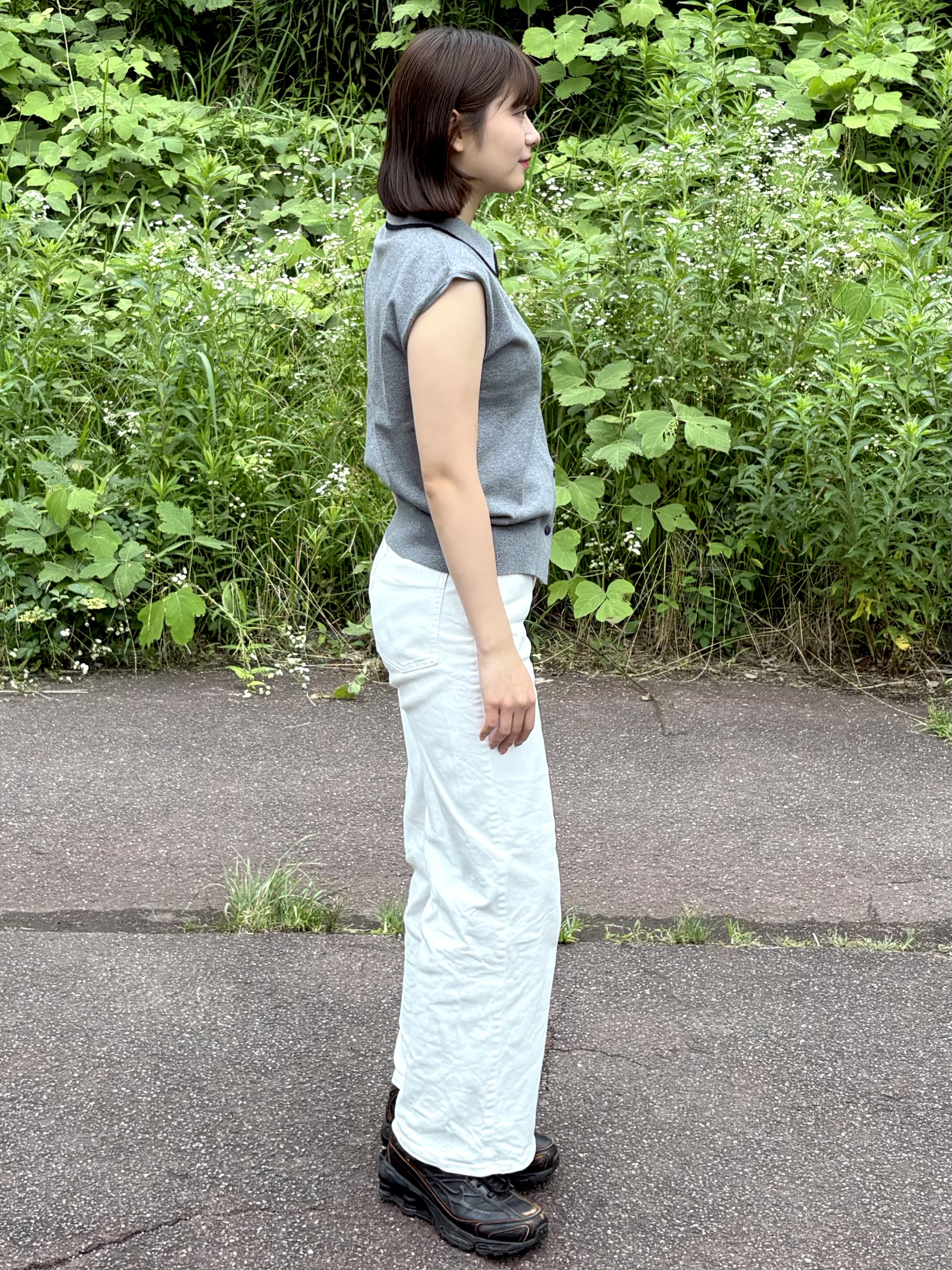 Itoさんの「OPAQUE.CLIP｜配色衿フレンチスリーブニット【洗濯機OK】」を使ったコーディネート