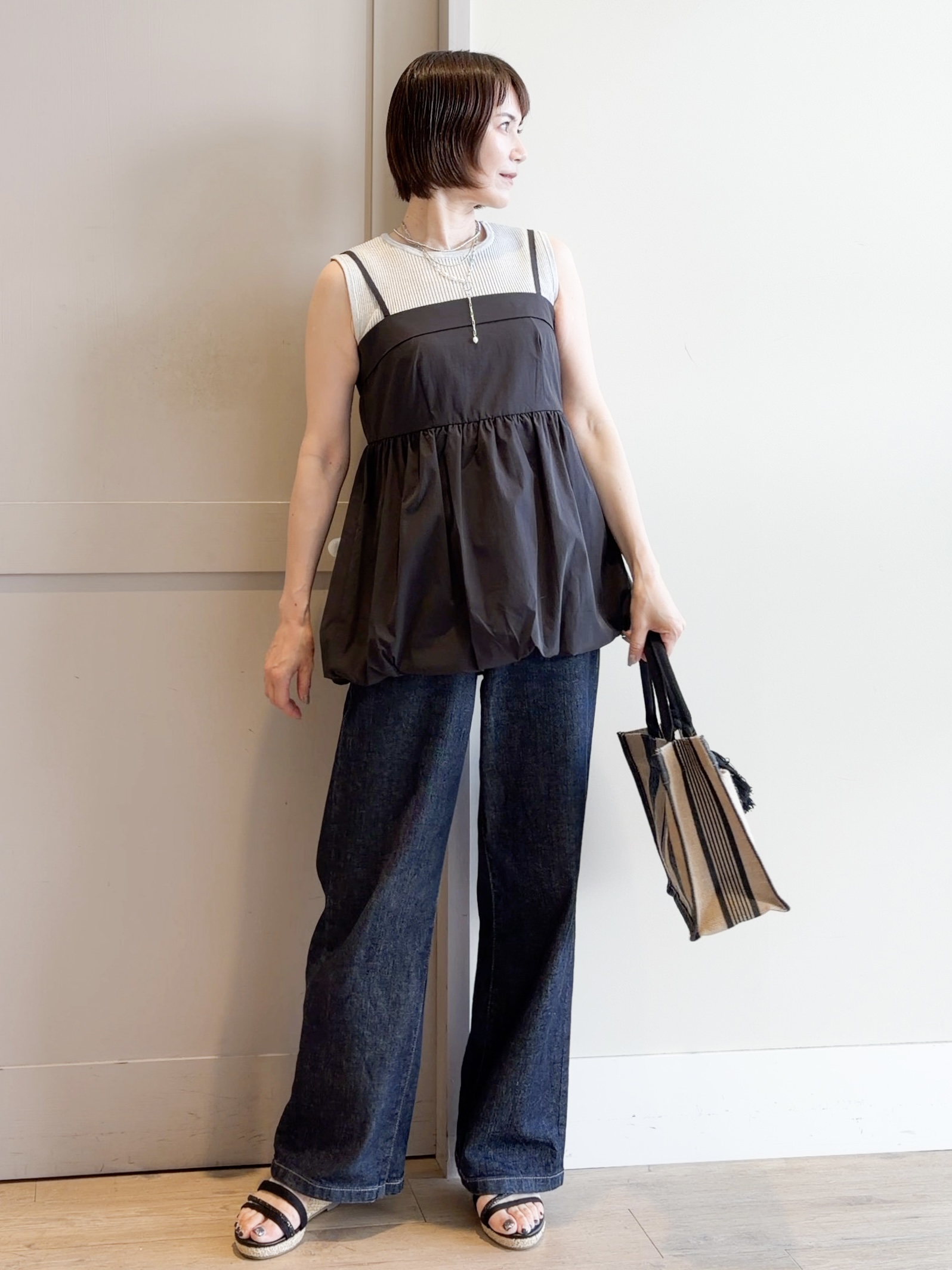 yamakoさんの「grove｜リブラメニットタンク」を使ったコーディネート