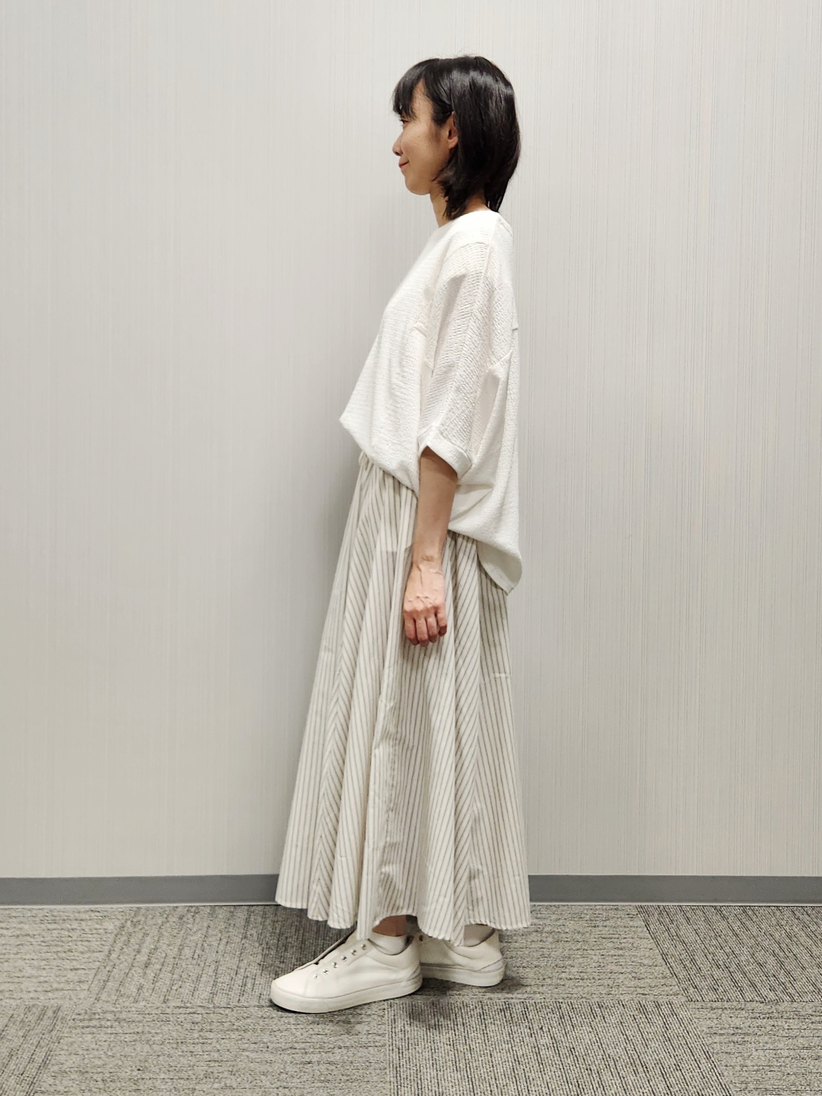 naraさんの「Dessin｜シュリンクジャージ カットソー」を使ったコーディネート