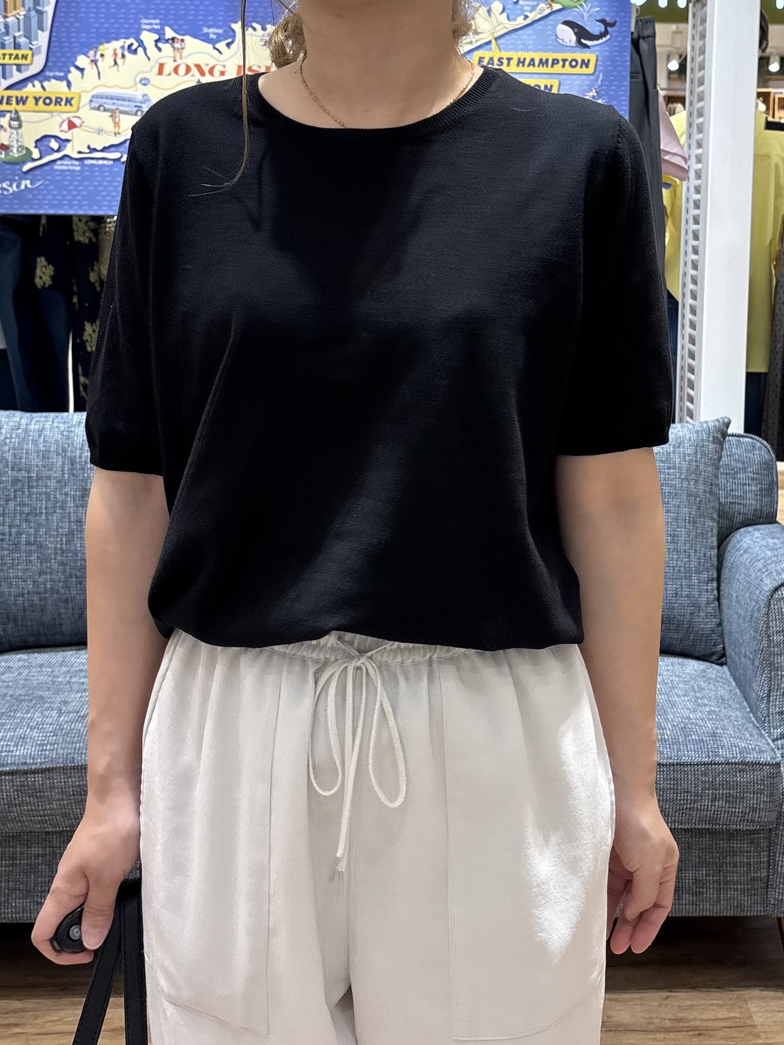 yuinaさんの「Dessin｜【9色展開/接触冷感/UVカット】ドライタッチサマーニットT」を使ったコーディネート