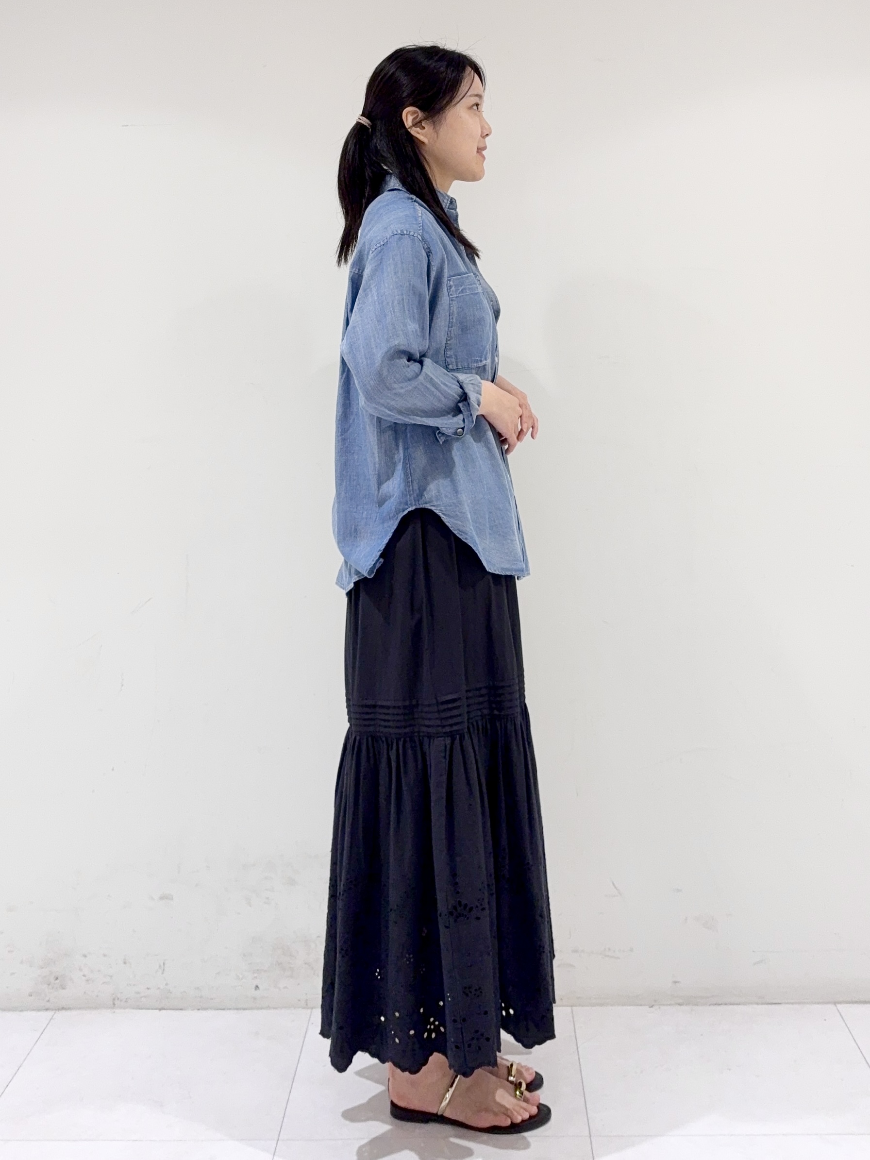 ayaさんの「DRESSTERIOR｜【接触冷感／抗菌防臭／消臭】アイスクリアコットンフレンチスリーブT」を使ったコーディネート