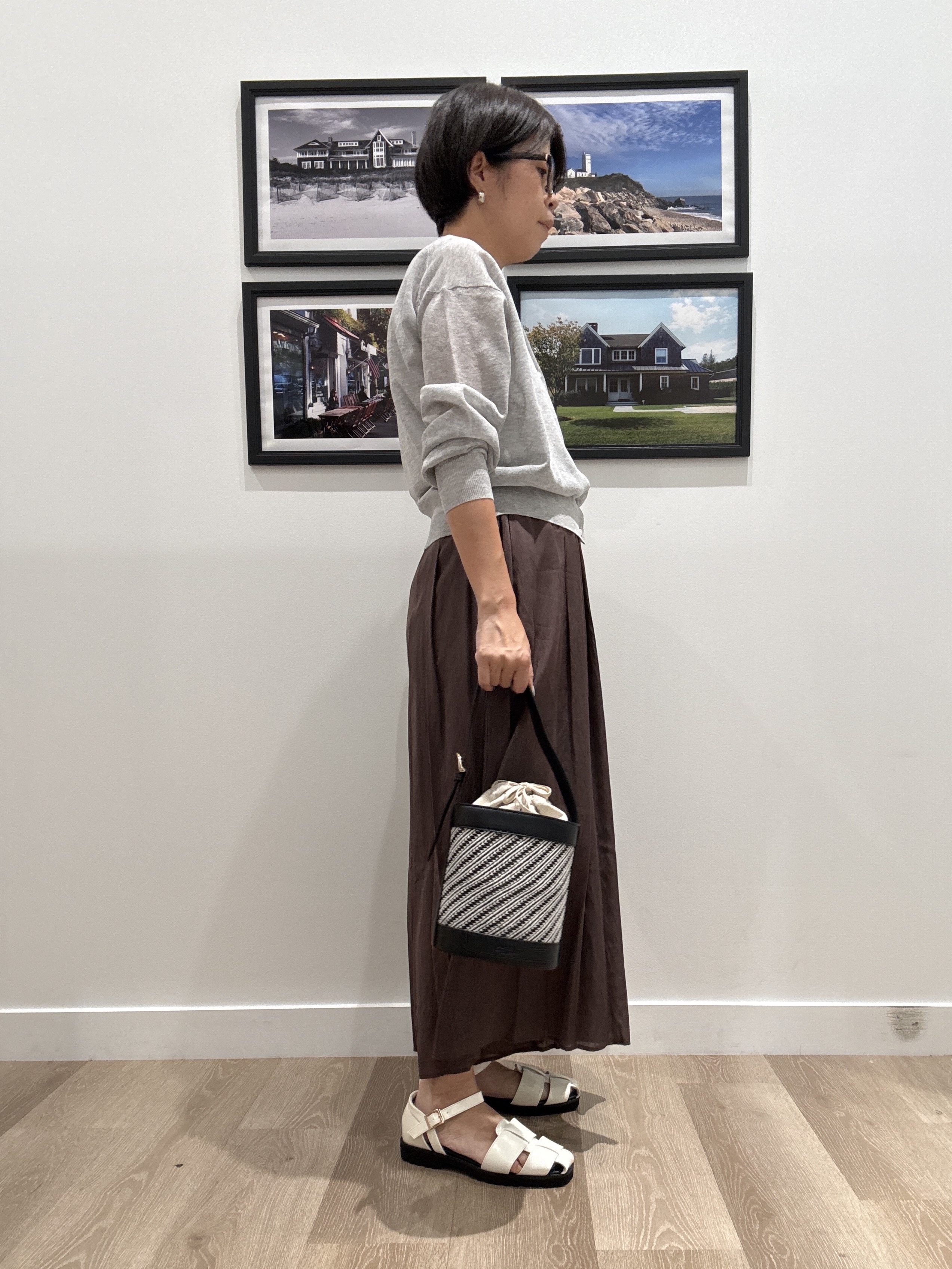 Naoさんの「Dessin｜ペーパータッチ クルーネックカーディガン」を使ったコーディネート