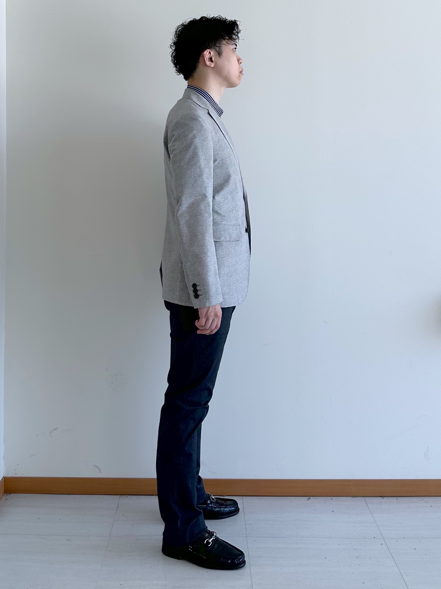 イッシーさんの「TAKEO KIKUCHI｜【抗菌防臭】COOL DOTS（R）ドビープリント ジャケット」を使ったコーディネート