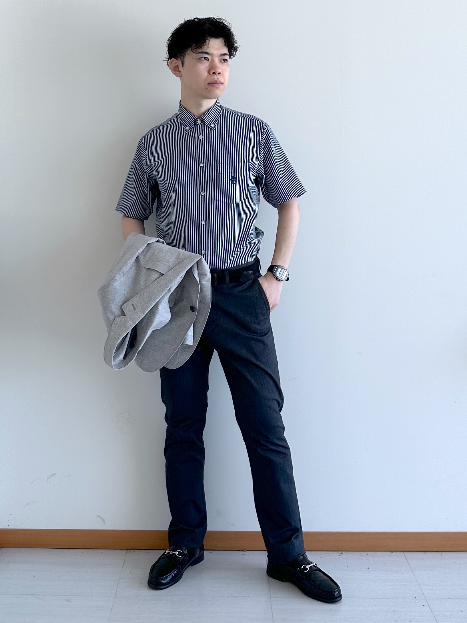 イッシーさんの「TAKEO KIKUCHI｜【抗菌防臭】COOL DOTS（R）ドビープリント ジャケット」を使ったコーディネート