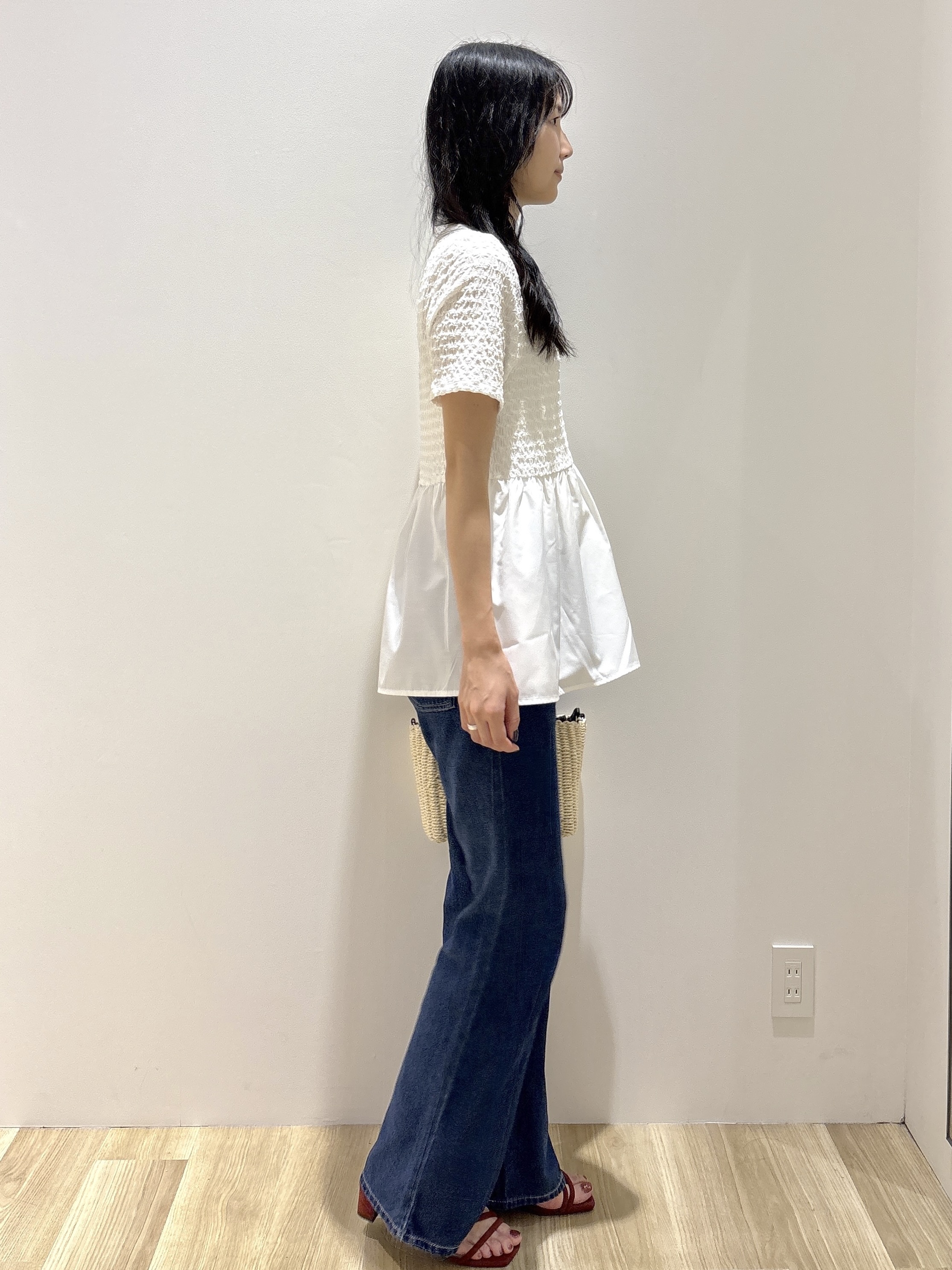 sachikoさんの「OPAQUE.CLIP｜ジャカードドッキング ペプラムカットソー【洗濯機OK】」を使ったコーディネート