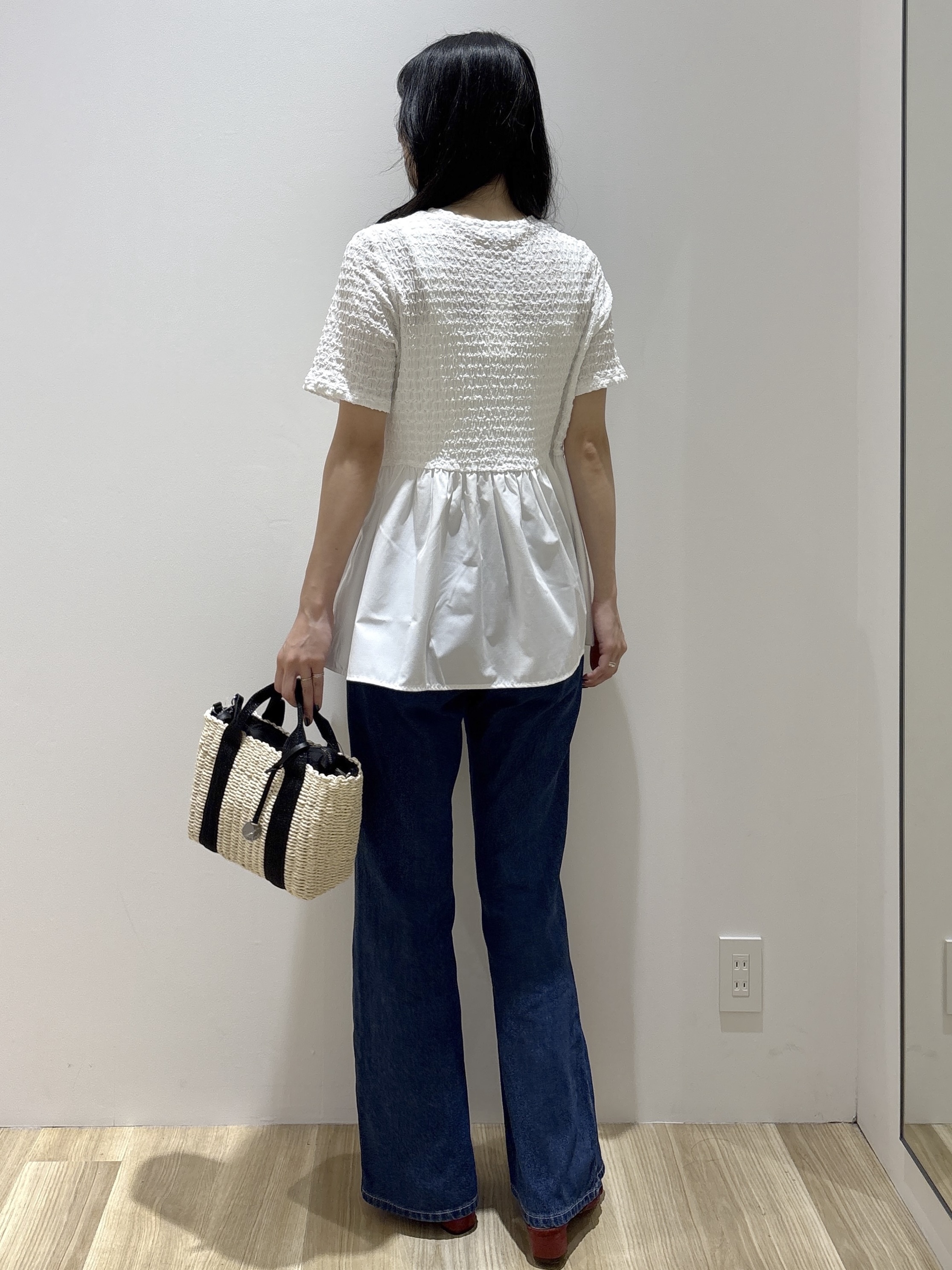 sachikoさんの「OPAQUE.CLIP｜ジャカードドッキング ペプラムカットソー【洗濯機OK】」を使ったコーディネート