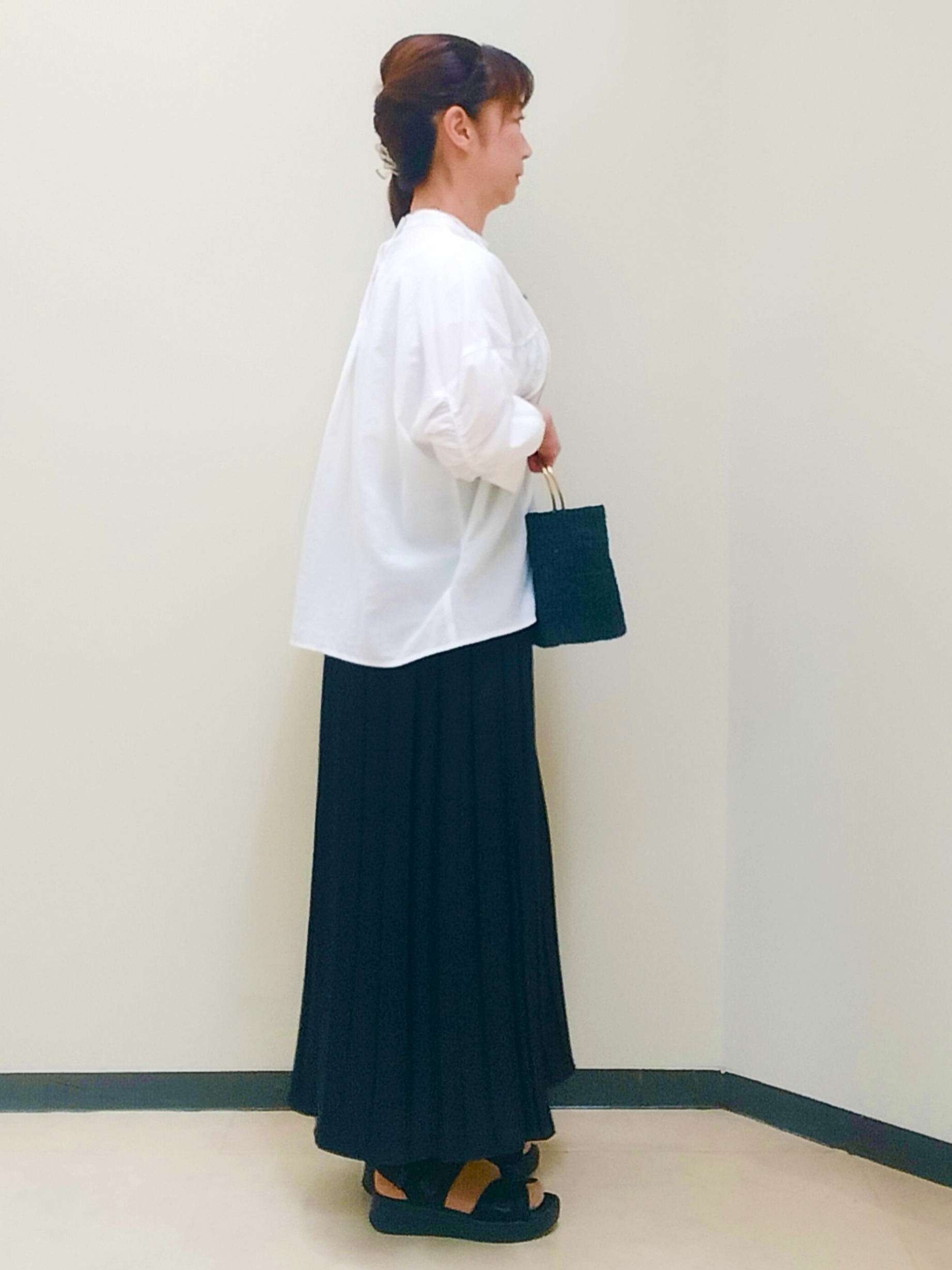 花さんの「Reflect｜【手洗い可】プチハイネック ギャザーブラウス」を使ったコーディネート