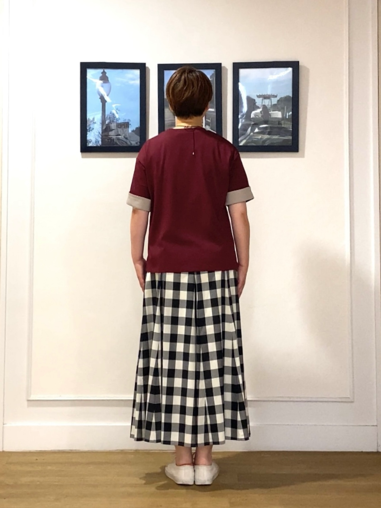Hiroさんの「Dessin｜【汗シミ防止/UVカット】配色スリーブ 五分袖プルオーバー」を使ったコーディネート