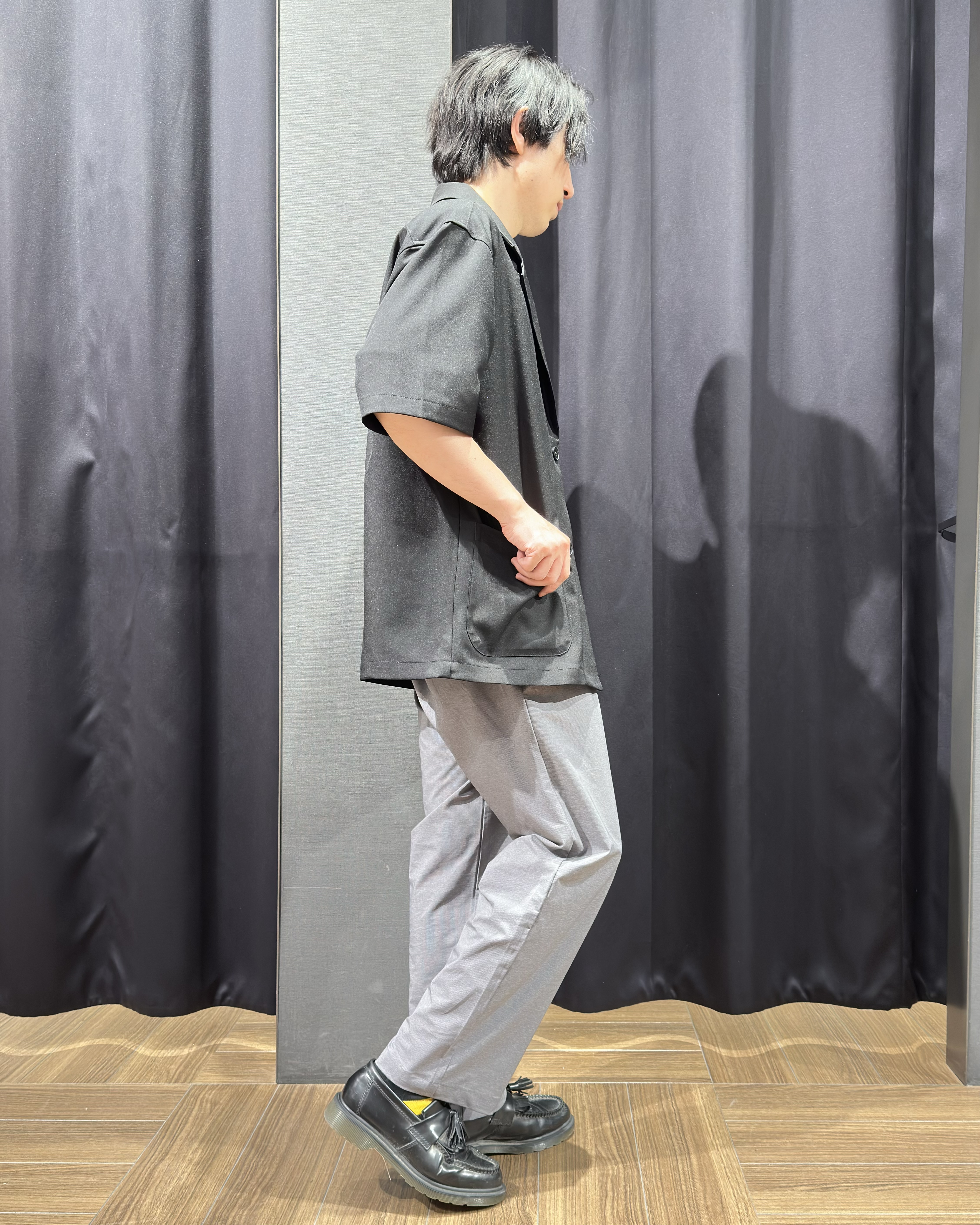 tomoyaさんの「THE SHOP TK｜リラックスワイド 5分袖ジャケット セットアップ可／洗濯機OK」を使ったコーディネート