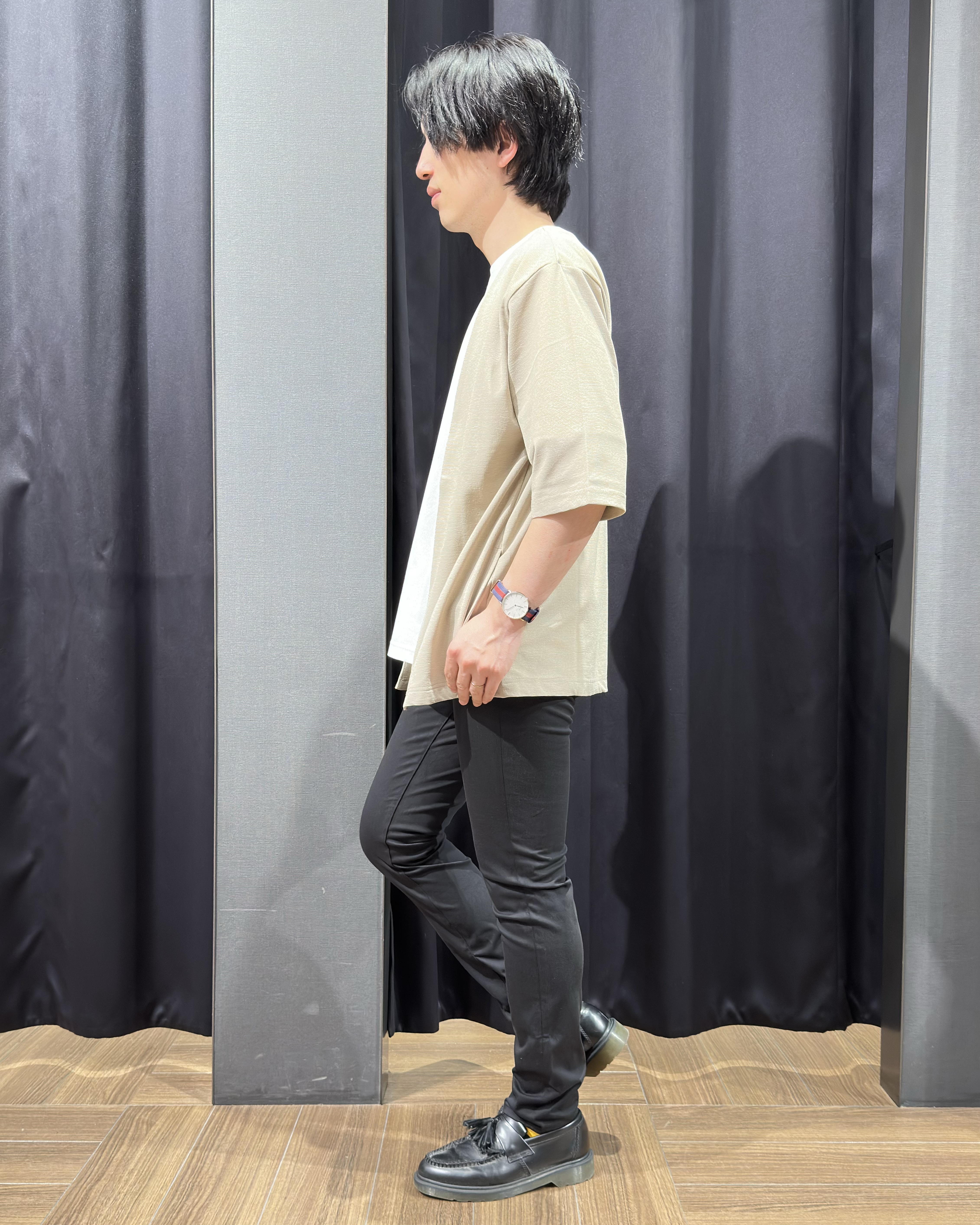 tomoyaさんの「THE SHOP TK｜メッシュ五分袖カーディガン＋半袖Tシャツ セットアイテム 洗濯機OK」を使ったコーディネート