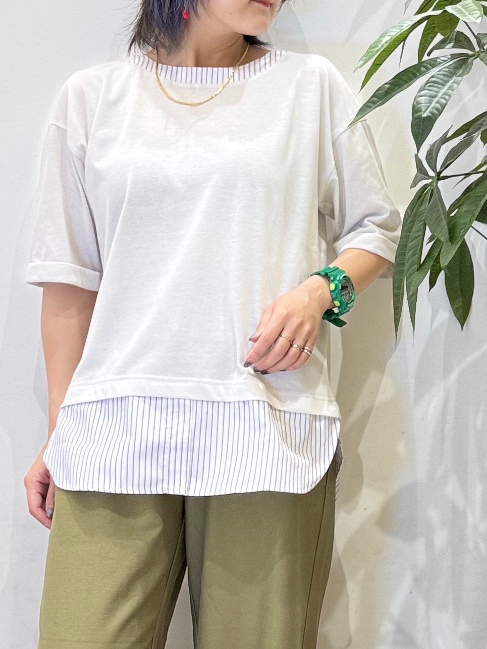 misakiさんの「SHOO･LA･RUE｜シャツドッキングカットソー」を使ったコーディネート