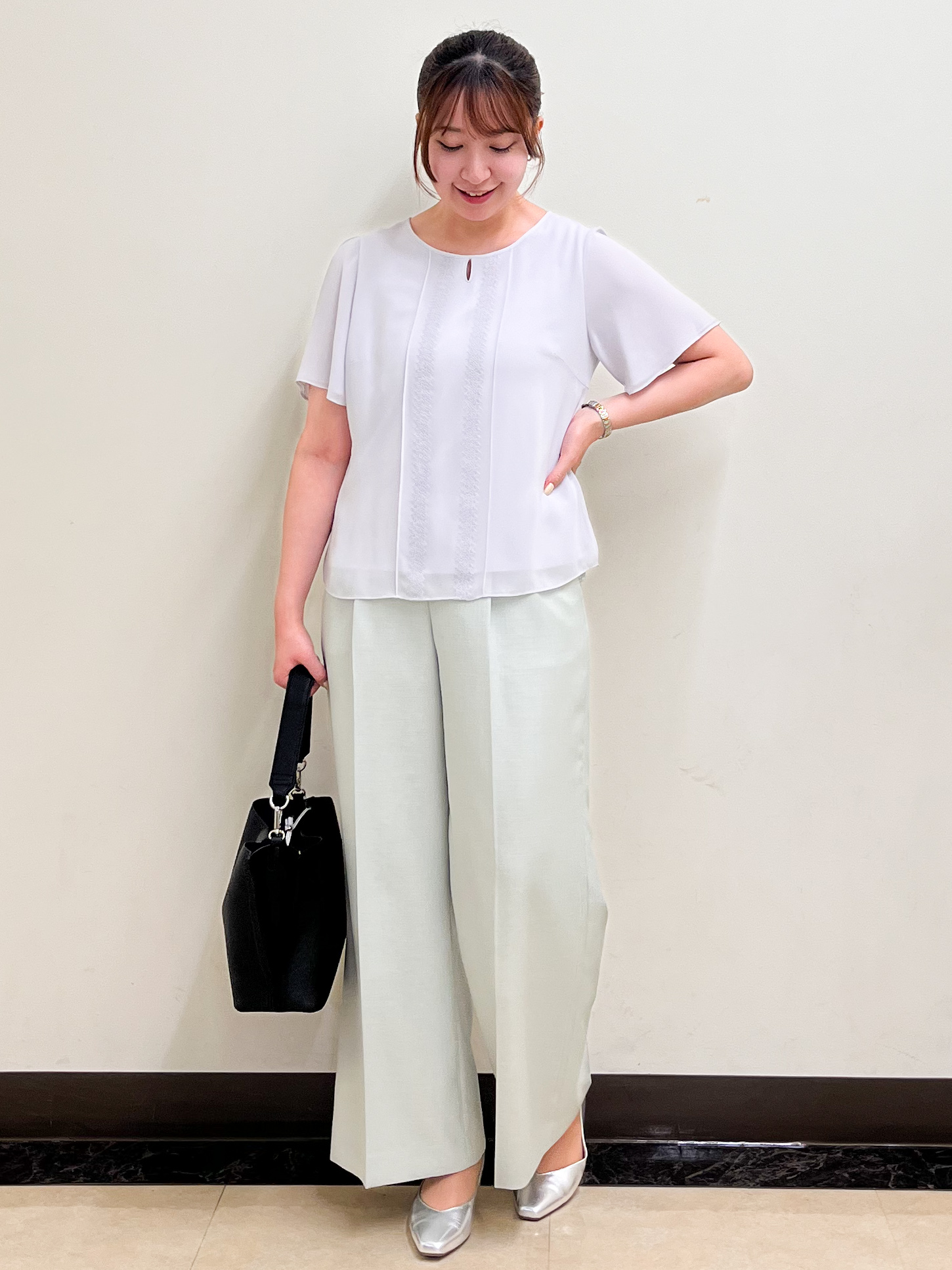 mikikoさんの「Reflect｜【UVカット／接触冷感】五分袖シフォンブラウス」を使ったコーディネート