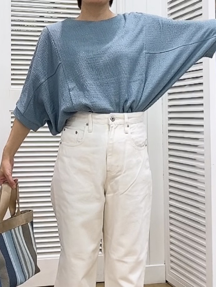 Hamaさんの「Dessin｜シュリンクジャージ カットソー」を使ったコーディネート