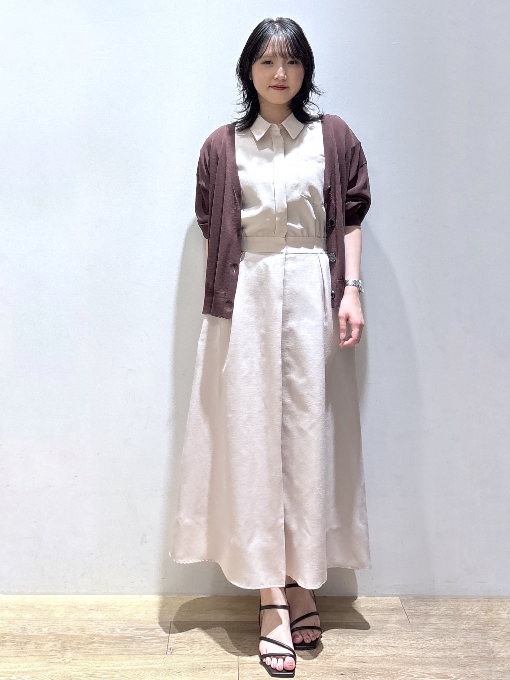 mizukiさんの「index｜【接触冷感／吸水速乾】フレンチスリーブシャツワンピース《イージーアイロン／洗濯機OK》」を使ったコーディネート
