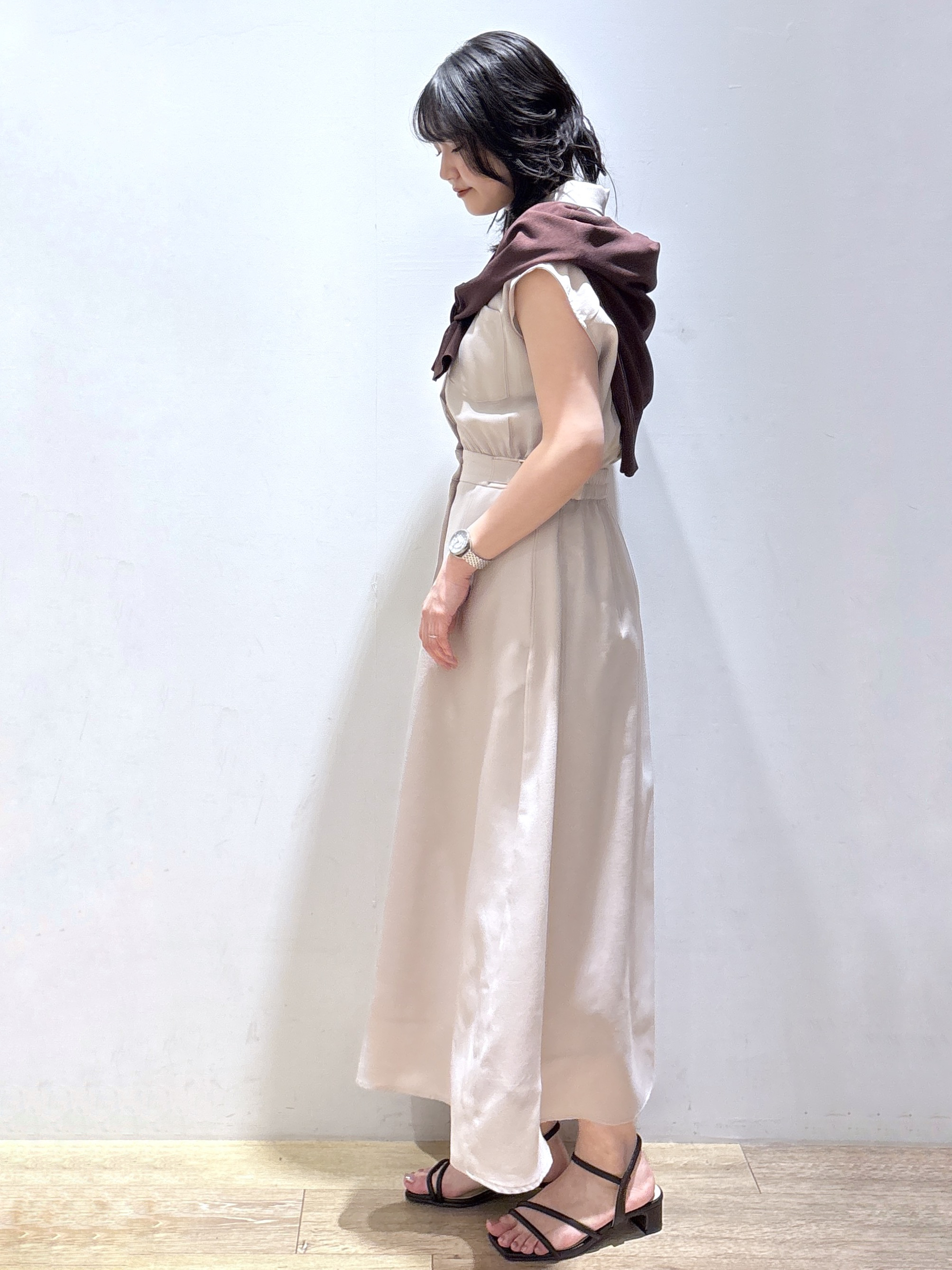 mizukiさんの「index｜【接触冷感／吸水速乾】フレンチスリーブシャツワンピース《イージーアイロン／洗濯機OK》」を使ったコーディネート