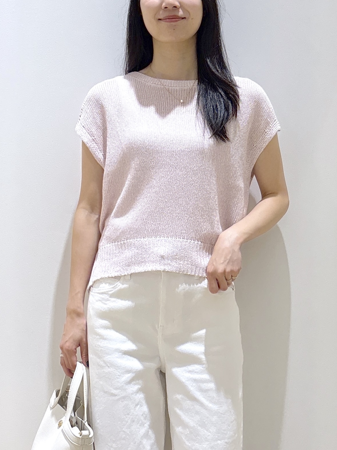 sachikoさんの「OPAQUE.CLIP｜ラメメッシュ フレンチスリーブニット【洗濯機OK】」を使ったコーディネート