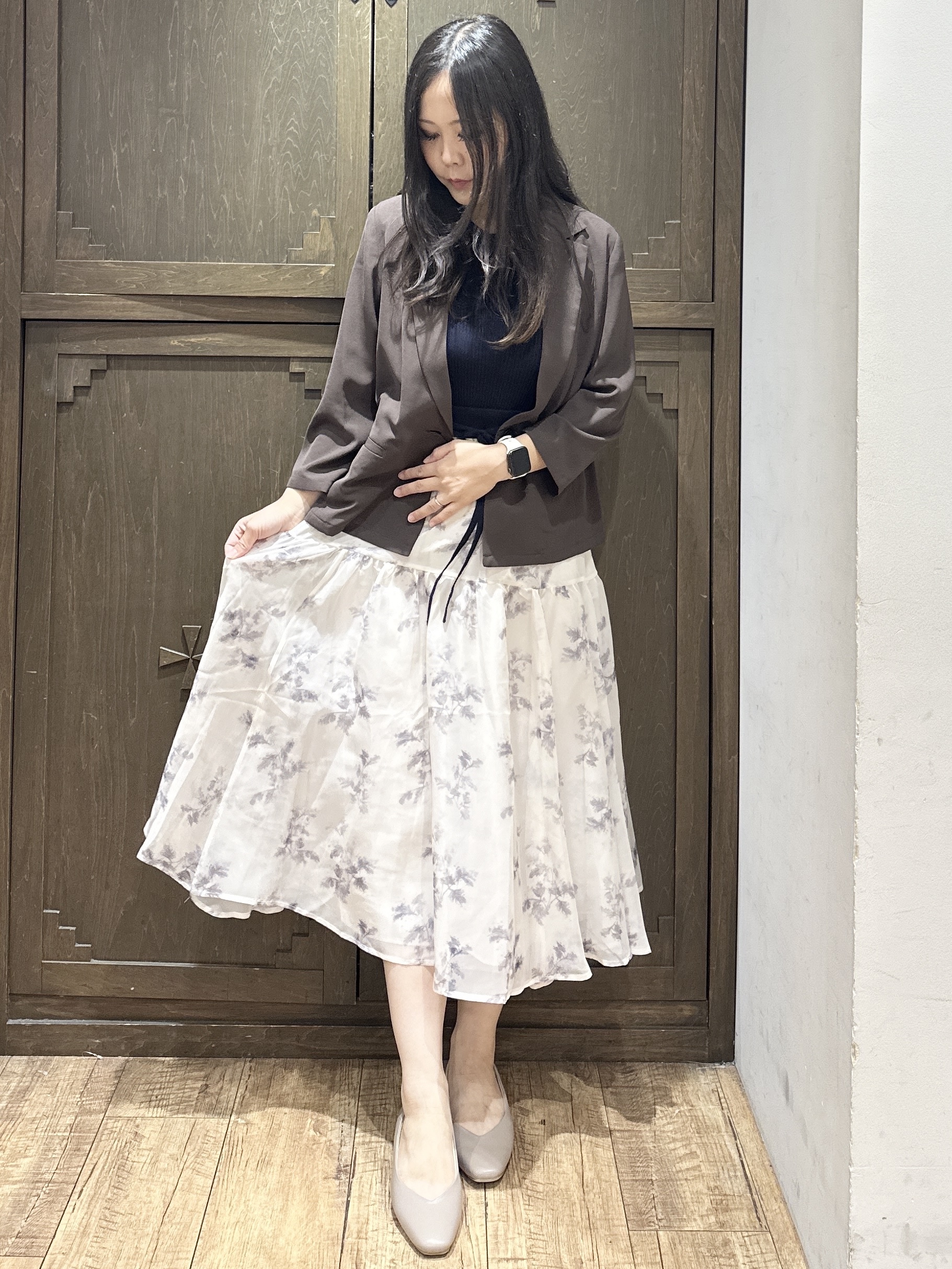 kanaさんの「index｜【接触冷感／防シワ】ひんやり7分袖テーラードジャケット《洗濯機OK》」を使ったコーディネート