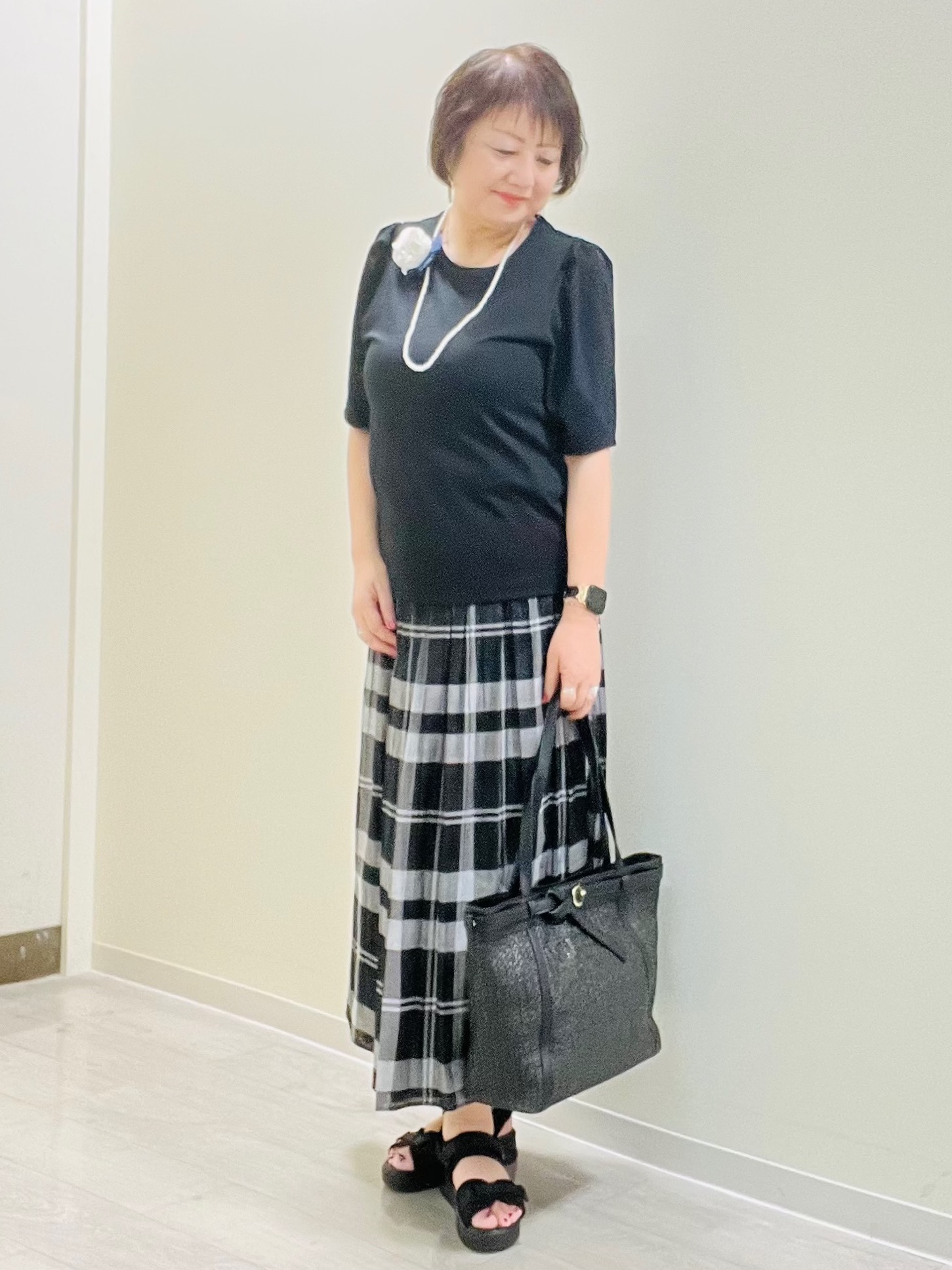 mariさんの「Reflect｜【リバーシブル／セットアップ／手洗い可】チェック柄フレアスカート」を使ったコーディネート