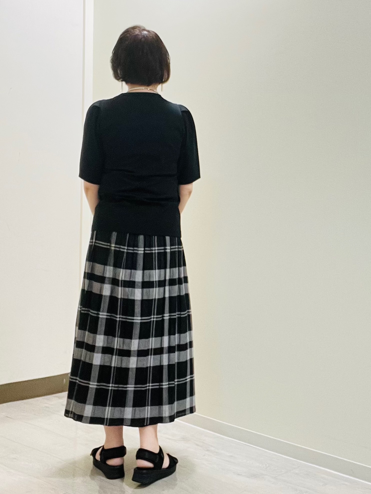 mariさんの「Reflect｜【リバーシブル／セットアップ／手洗い可】チェック柄フレアスカート」を使ったコーディネート
