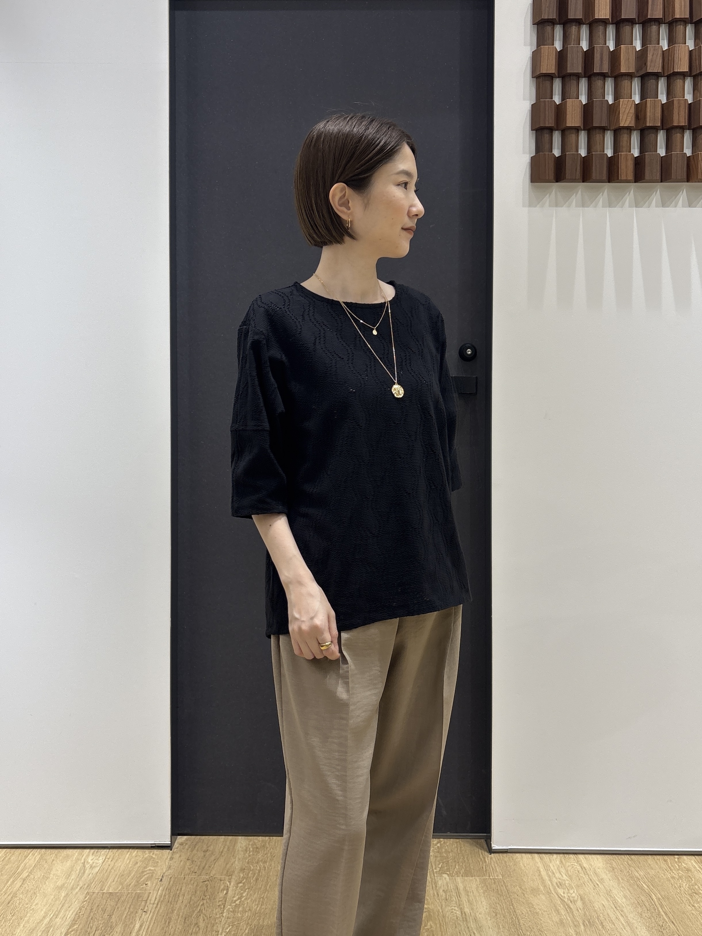 risaさんの「Dessin｜【マシンウォッシャブル】5分袖レースカットソー」を使ったコーディネート