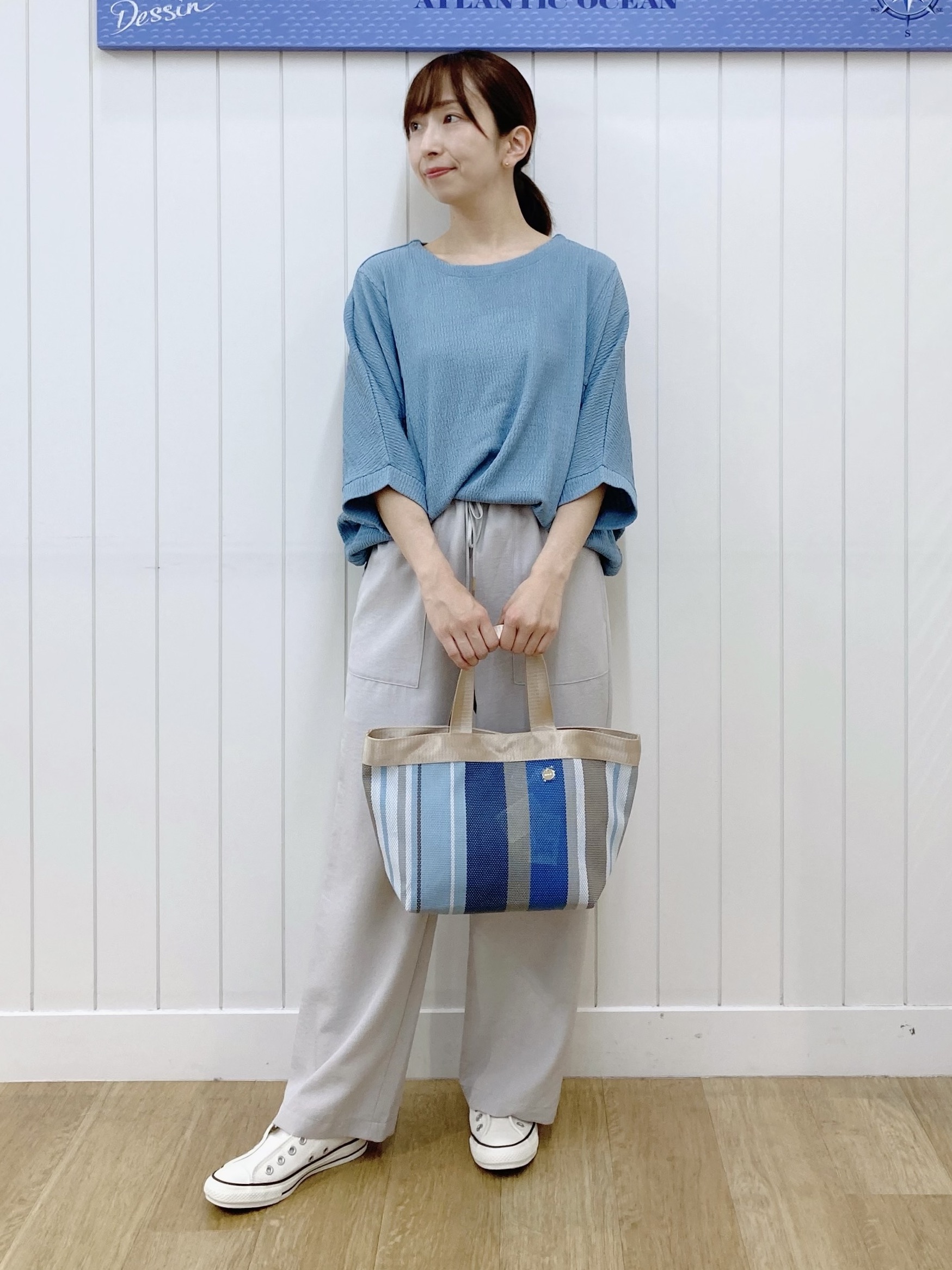 yoshiさんの「Dessin｜シュリンクジャージ カットソー」を使ったコーディネート