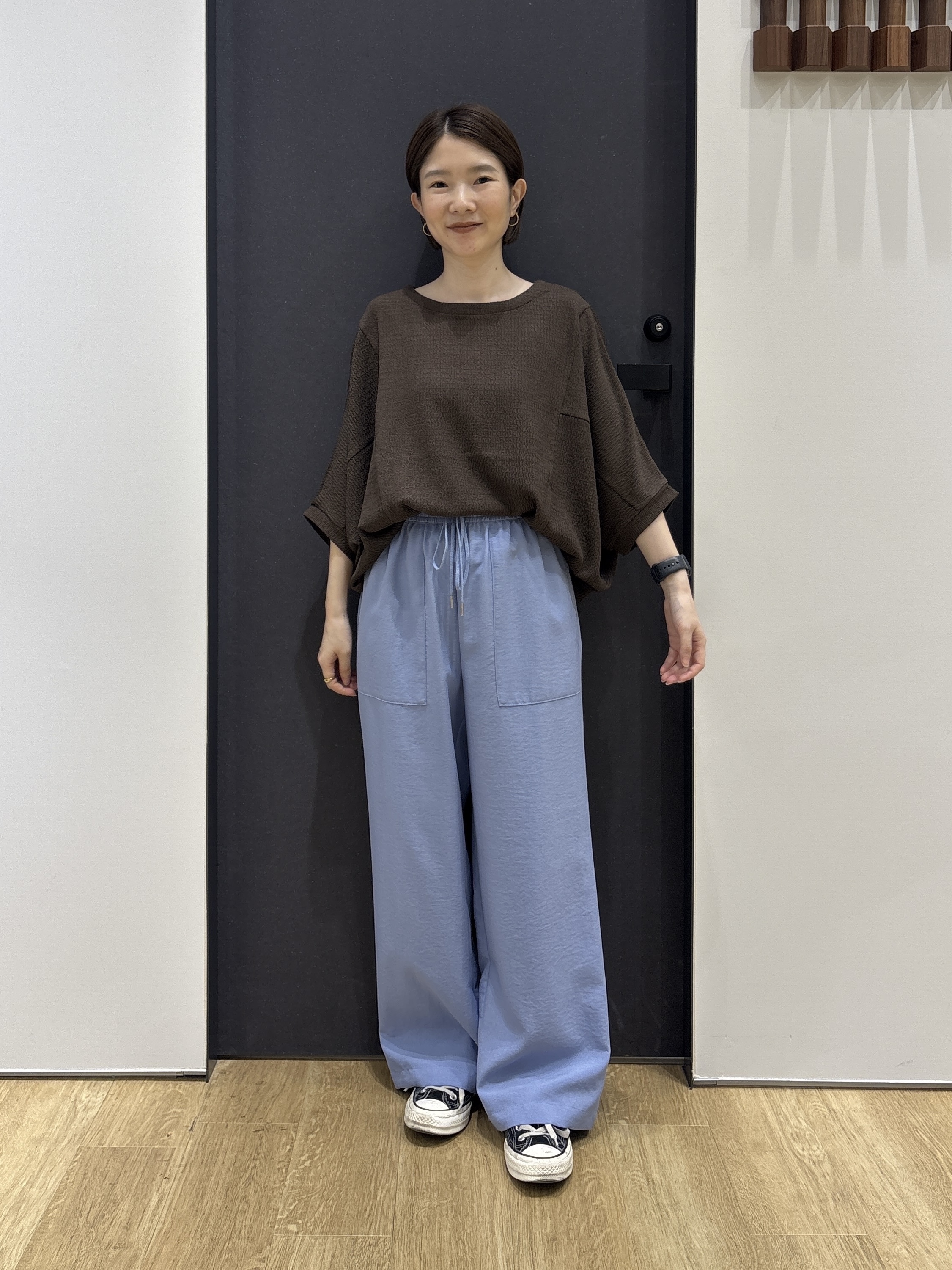 risaさんの「Dessin｜シュリンクジャージ カットソー」を使ったコーディネート