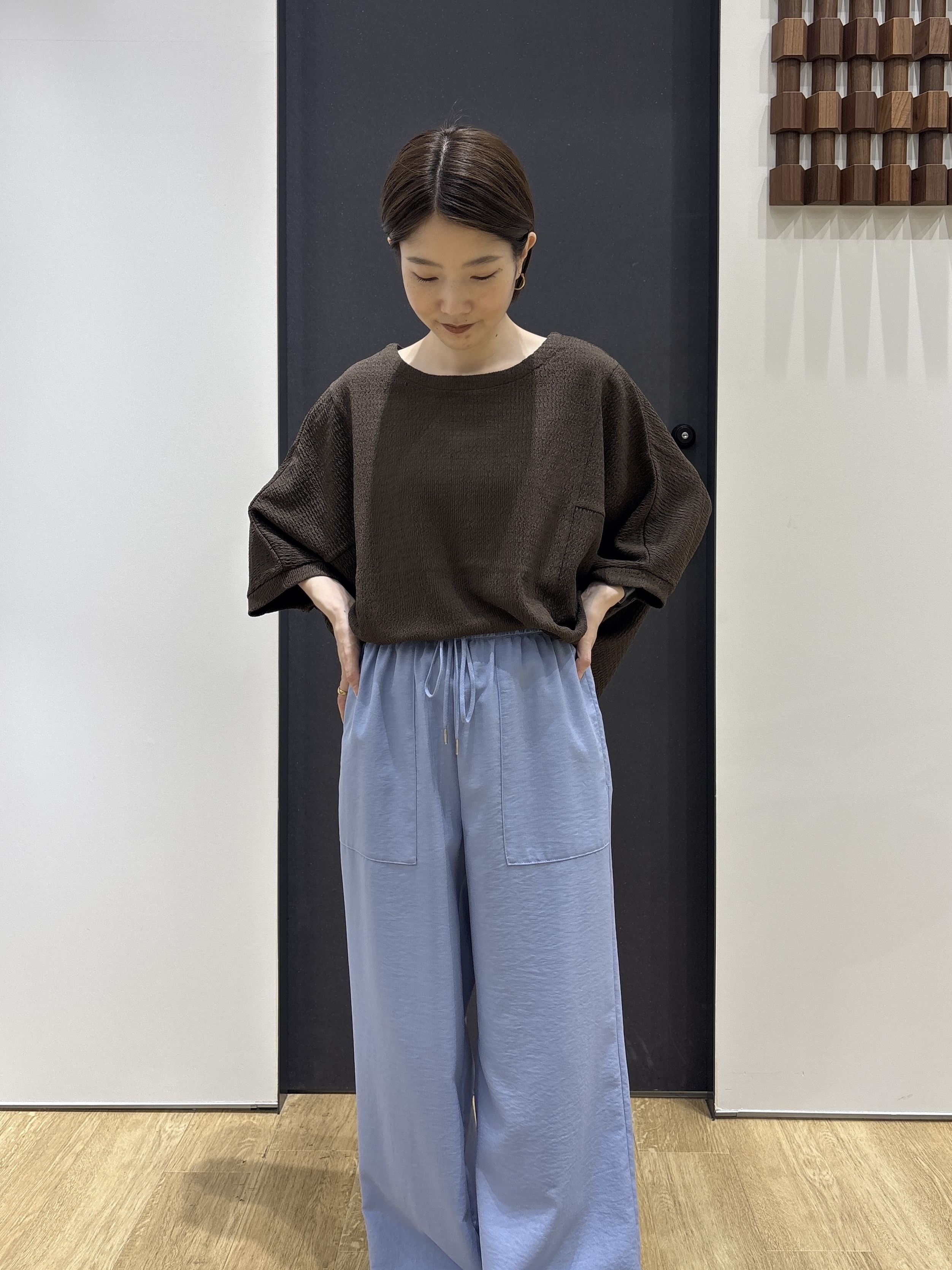 risaさんの「Dessin｜シュリンクジャージ カットソー」を使ったコーディネート