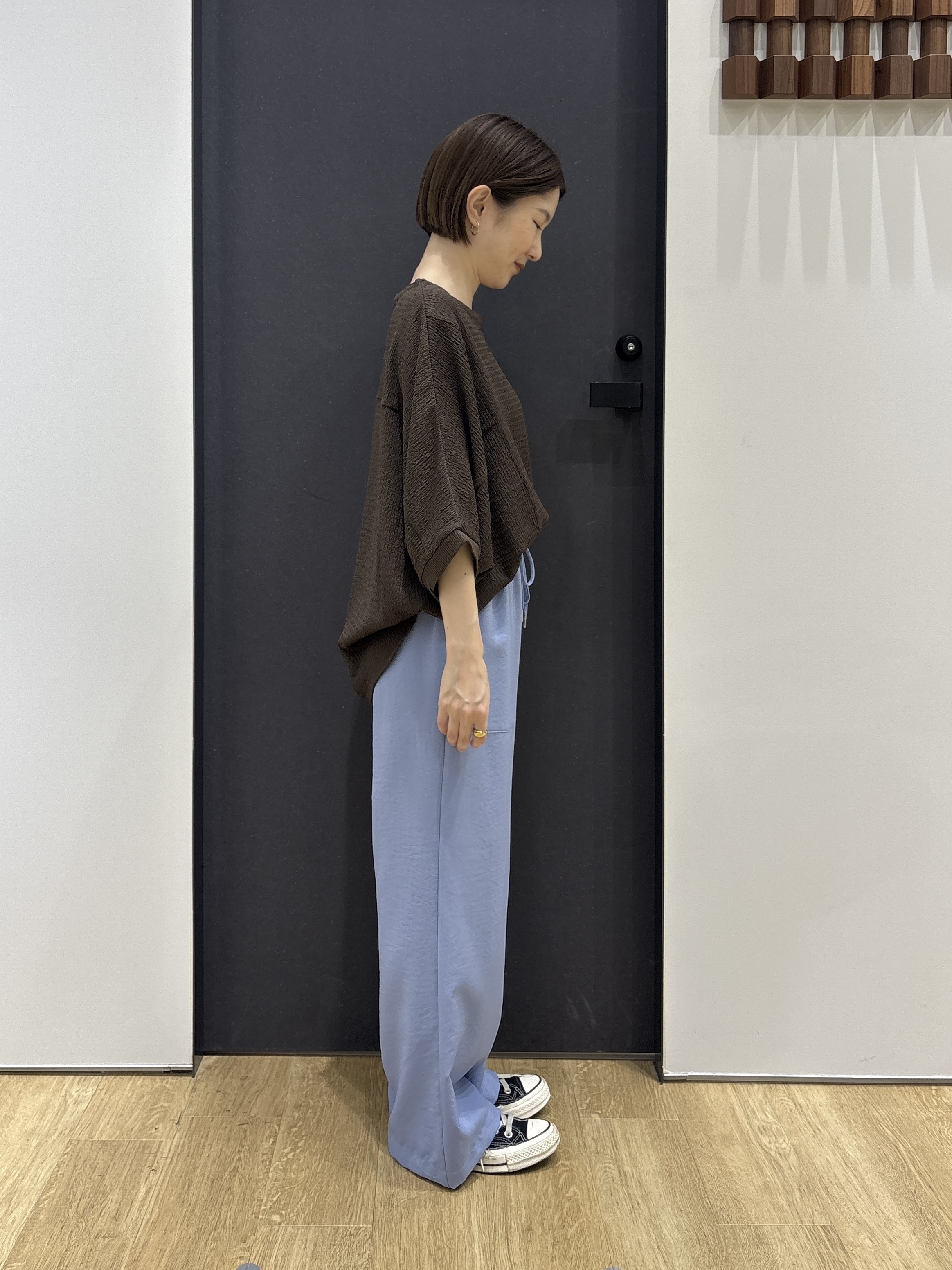 risaさんの「Dessin｜シュリンクジャージ カットソー」を使ったコーディネート