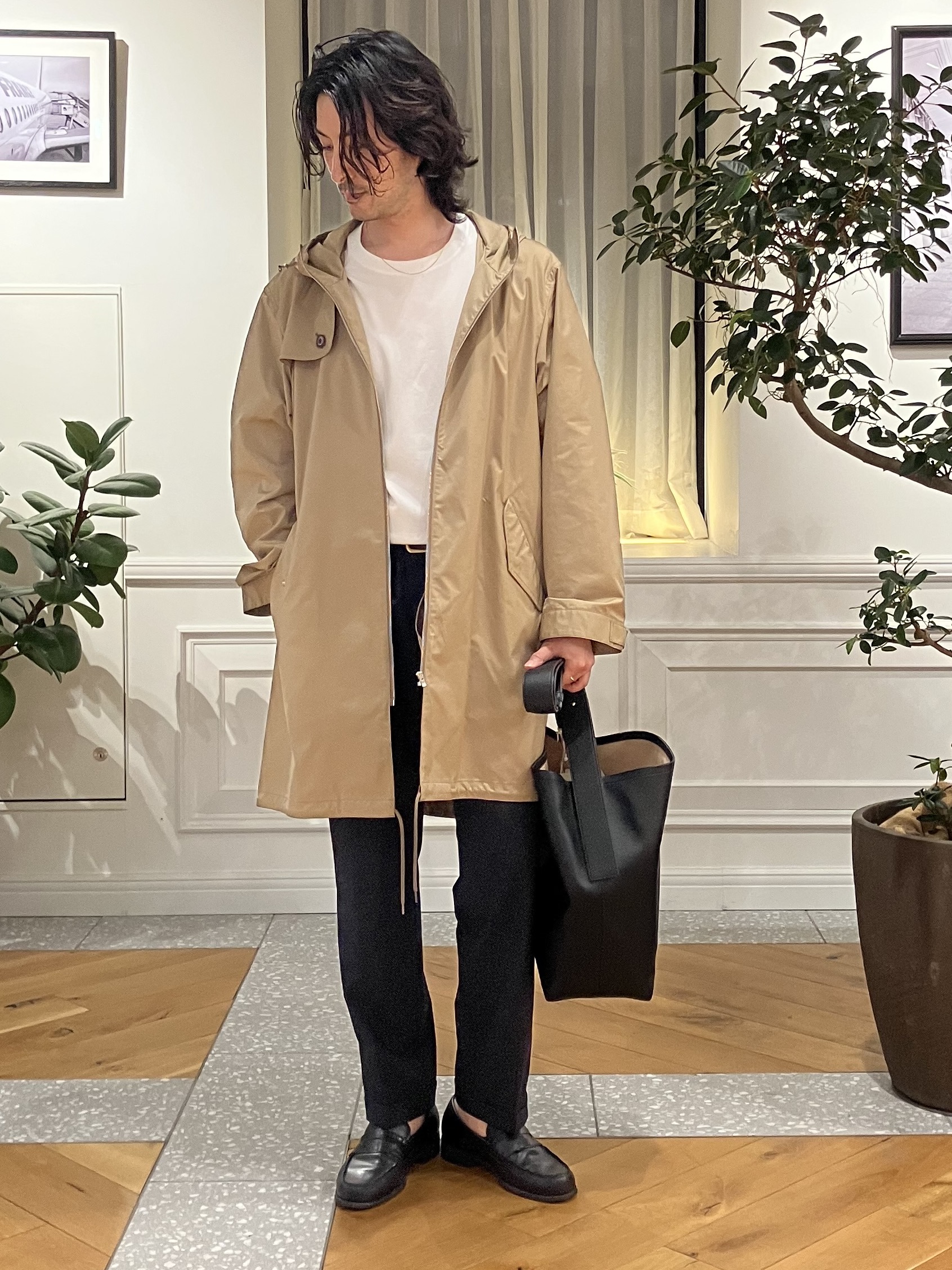 junyaさんの「DRESSTERIOR｜【撥水素材】レインプルーフ フーデッドコート」を使ったコーディネート