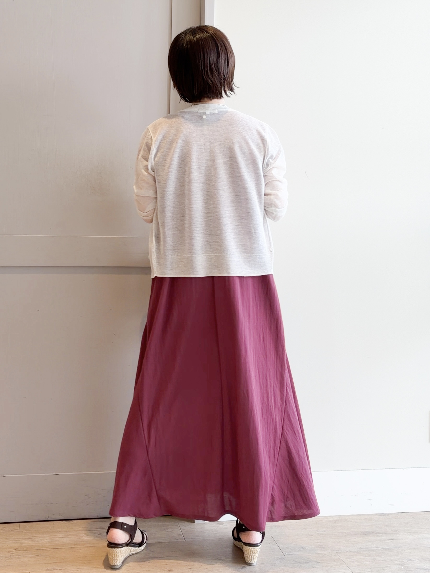 yamakoさんの「grove｜高評価！【洗える/名品】大人の透け感、シアーカーディガン」を使ったコーディネート