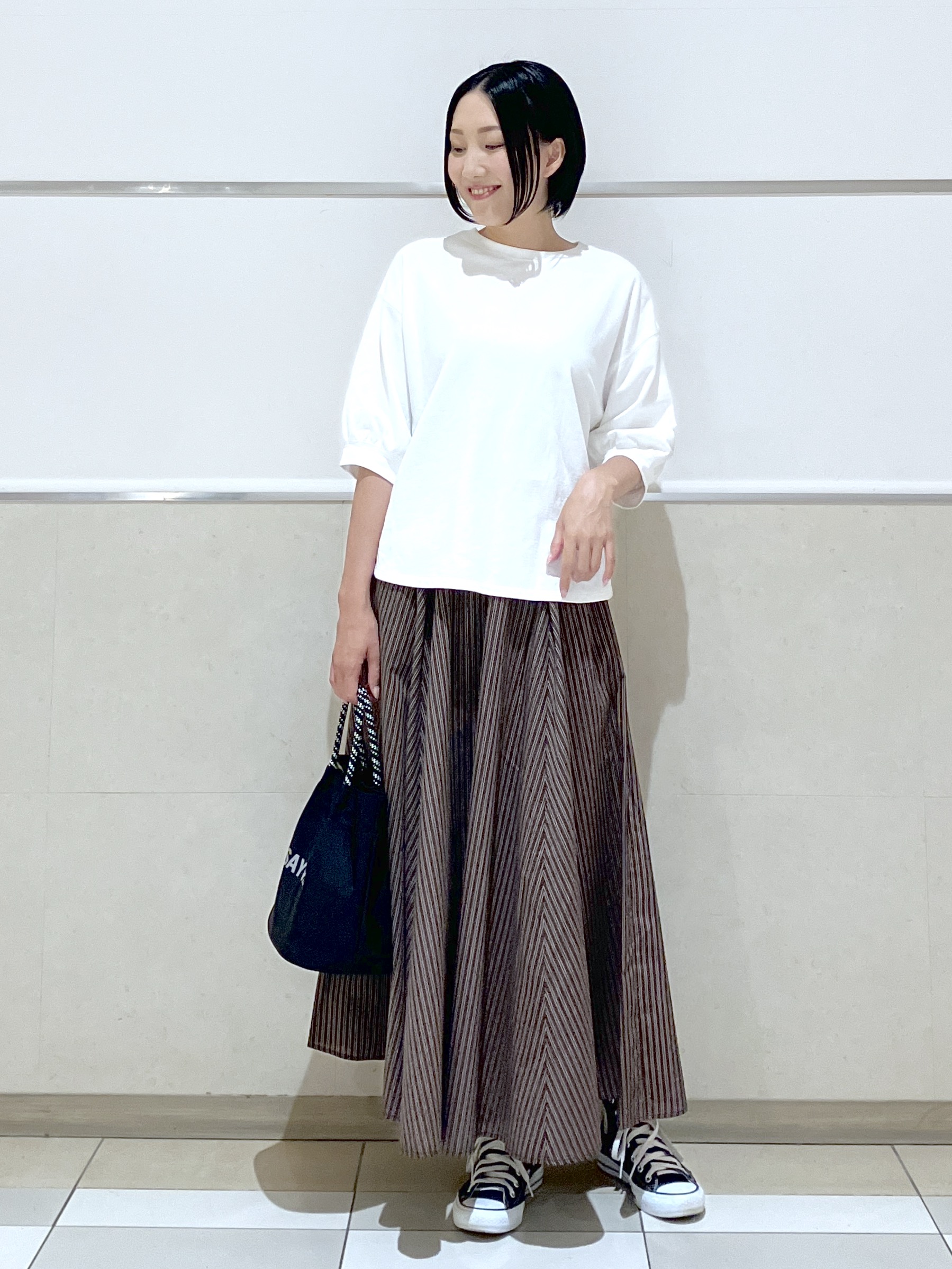 eriko さんの「Dessin｜【360度可愛い】バックヘンリーカットソー5分袖」を使ったコーディネート
