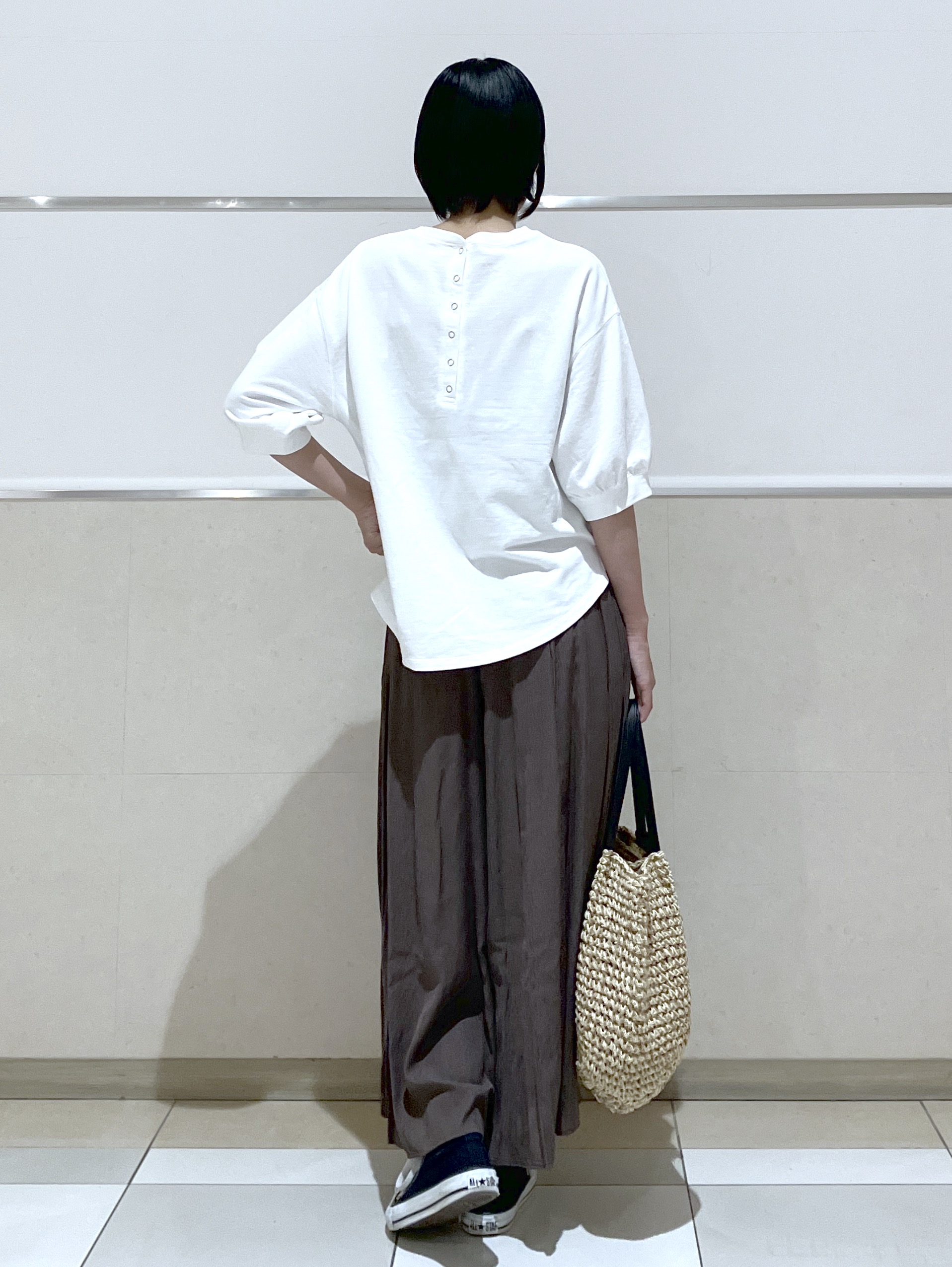 eriko さんの「Dessin｜【360度可愛い】バックヘンリーカットソー5分袖」を使ったコーディネート