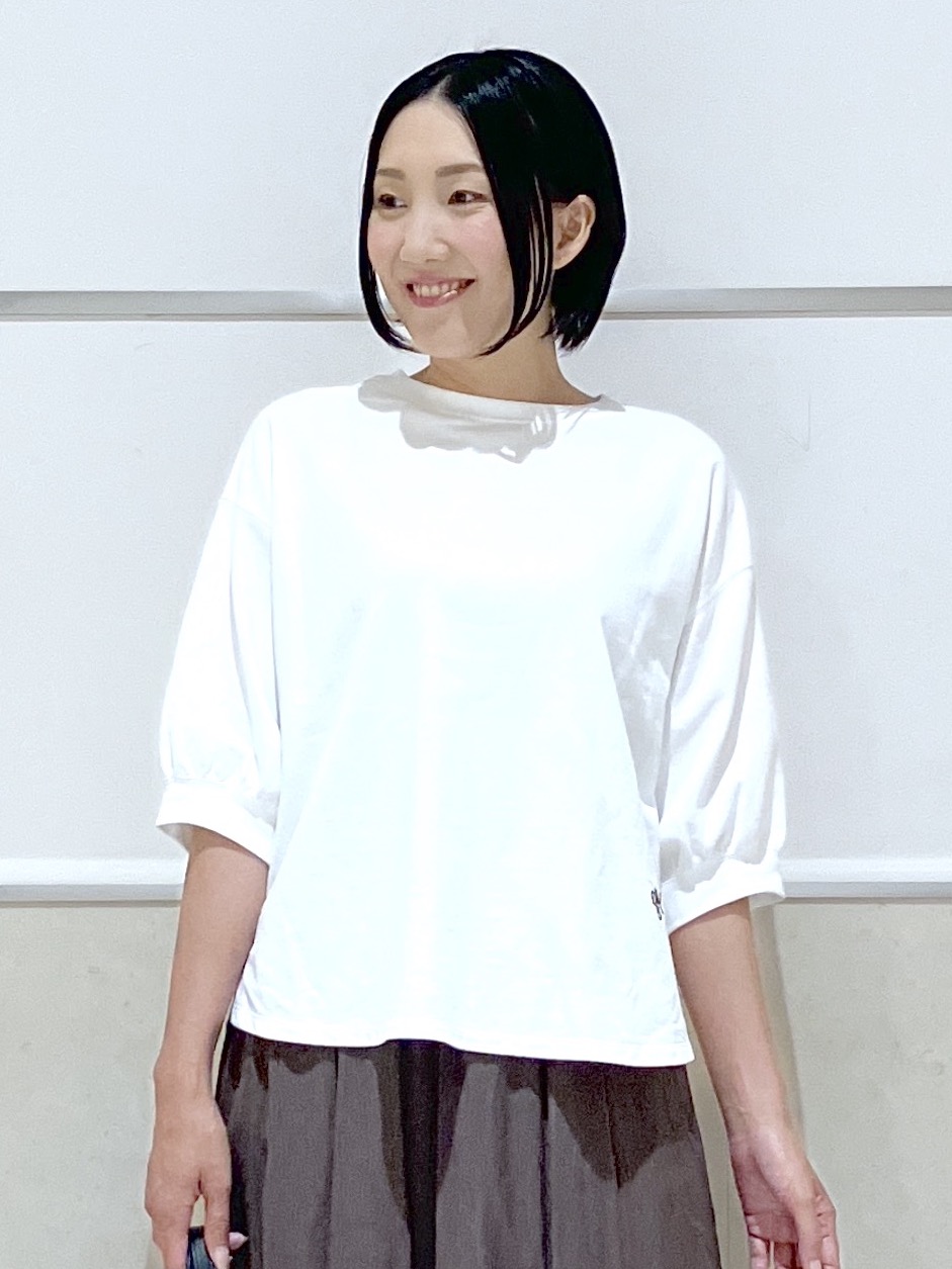 eriko さんの「Dessin｜【360度可愛い】バックヘンリーカットソー5分袖」を使ったコーディネート