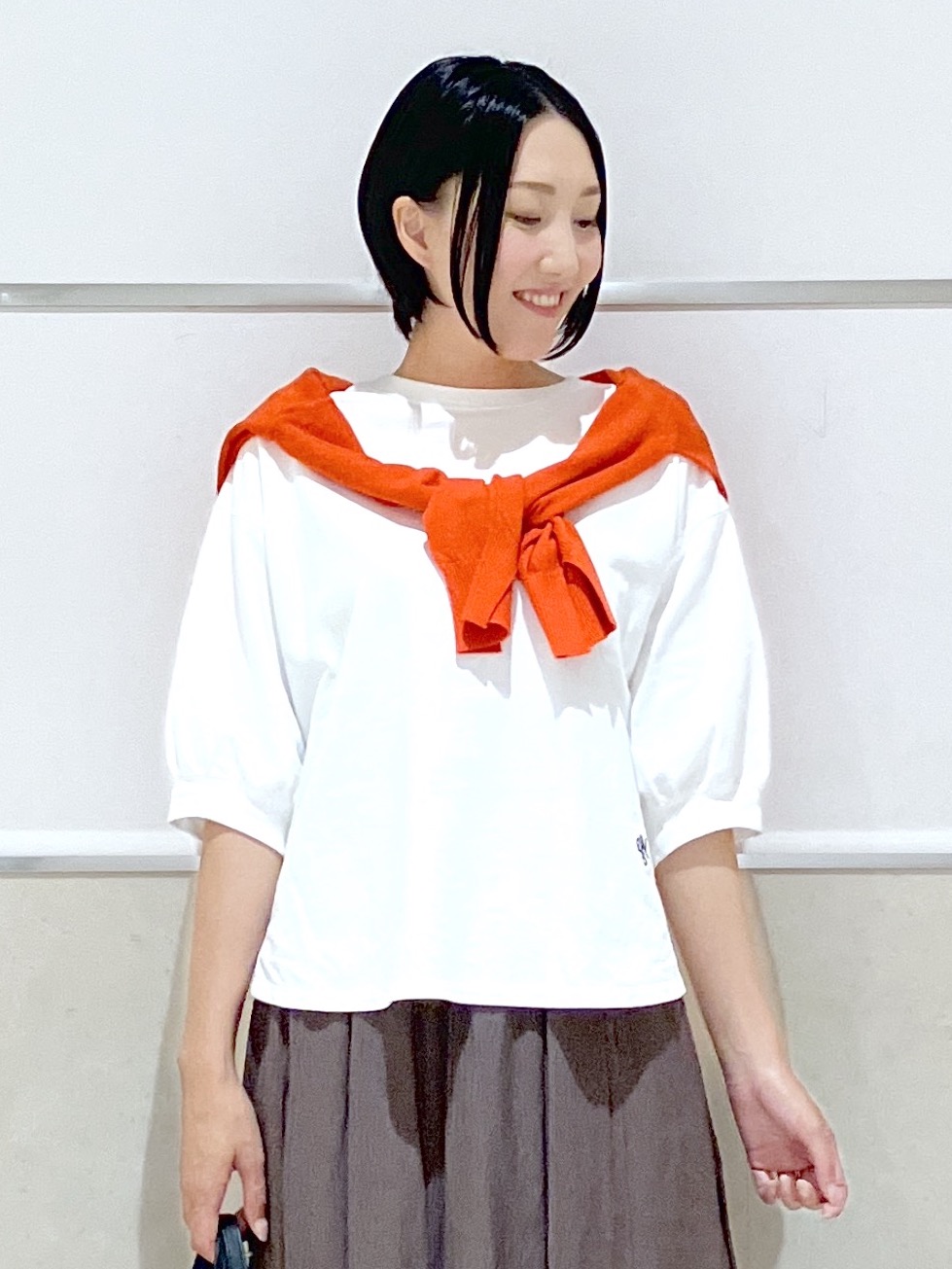 eriko さんの「Dessin｜【360度可愛い】バックヘンリーカットソー5分袖」を使ったコーディネート