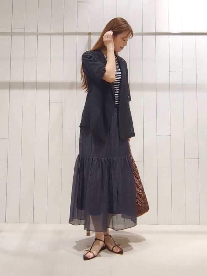 SHOさんの「INDIVI｜【洗える／メッシュ素材／SETUP可能】半袖シアージャケット」を使ったコーディネート