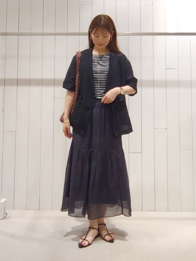 SHOさんの「INDIVI｜【洗える／メッシュ素材／SETUP可能】半袖シアージャケット」を使ったコーディネート