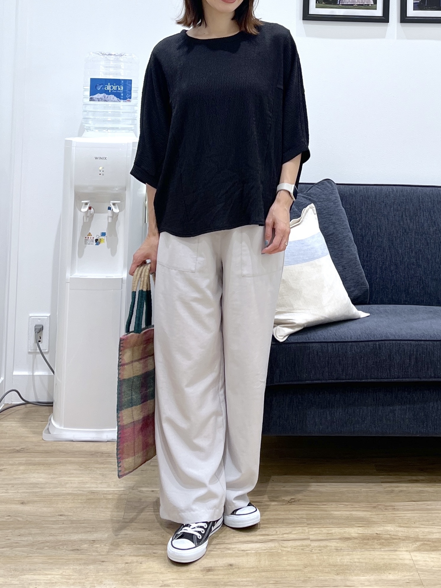 canaさんの「Dessin｜シュリンクジャージ カットソー」を使ったコーディネート