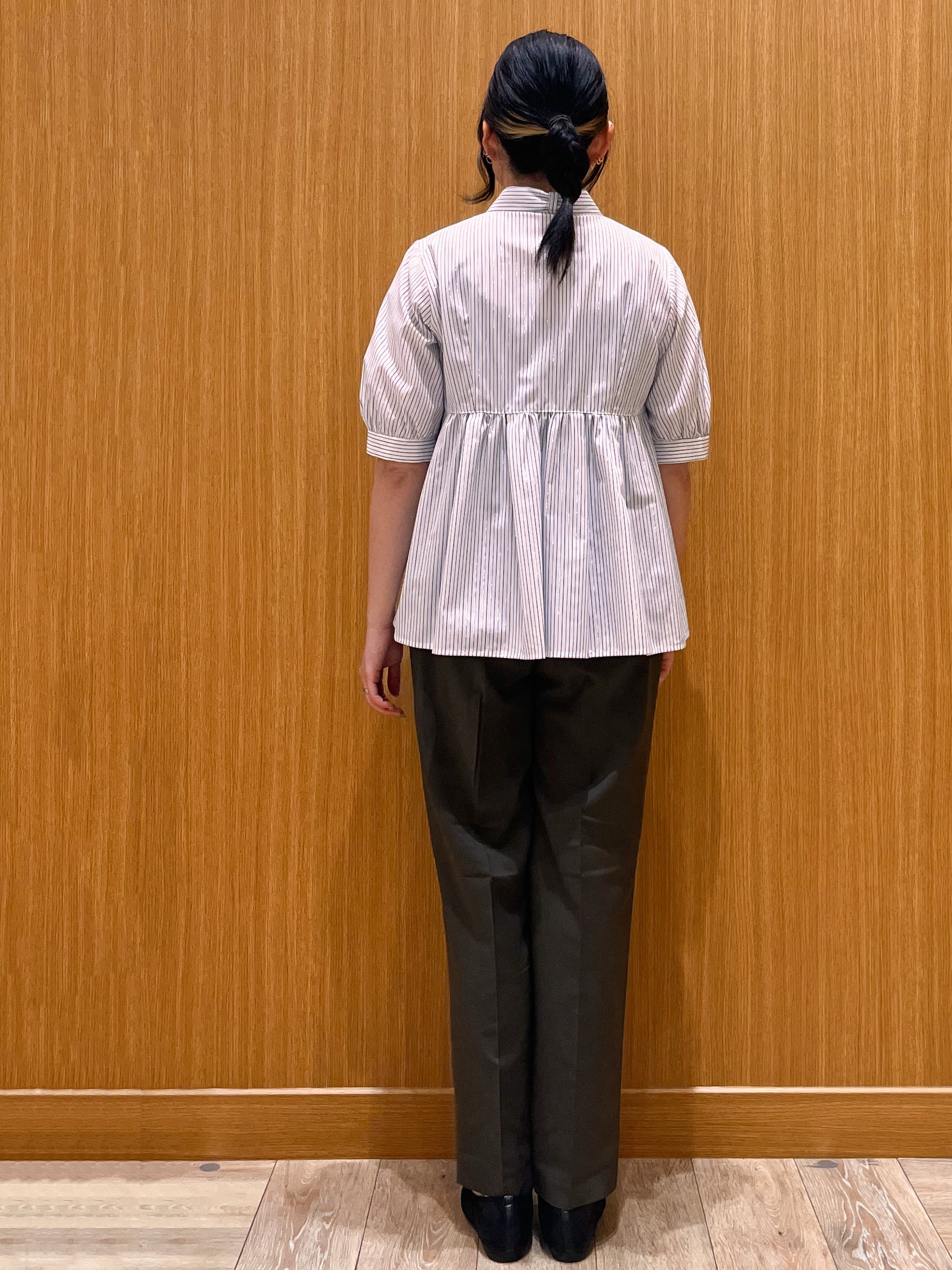 aさんの「OPAQUE.CLIP｜【防シワ】2wayボウタイペプラム5分袖ブラウス《洗濯機OK／イージーアイロン》」を使ったコーディネート