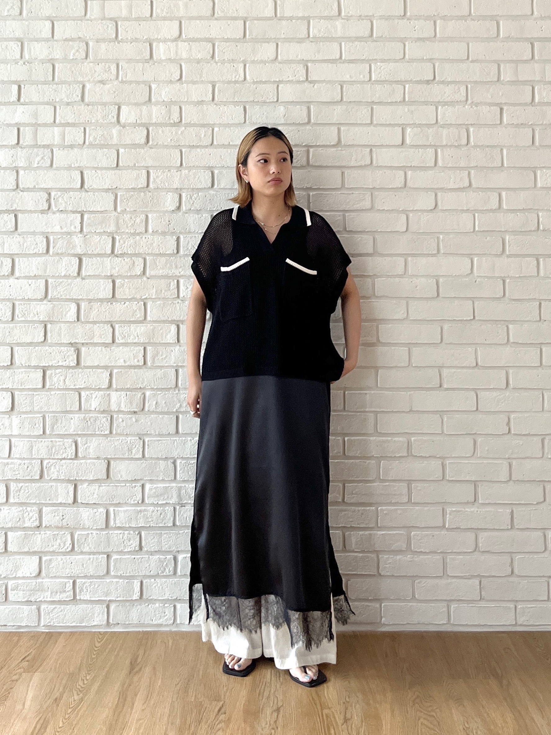 Harukaさんの「INDIVI｜メッシュポロドルマンニット」を使ったコーディネート