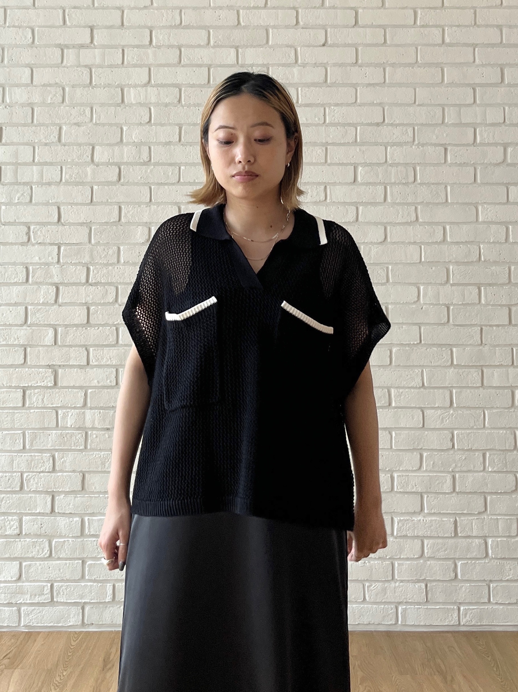 Harukaさんの「INDIVI｜メッシュポロドルマンニット」を使ったコーディネート