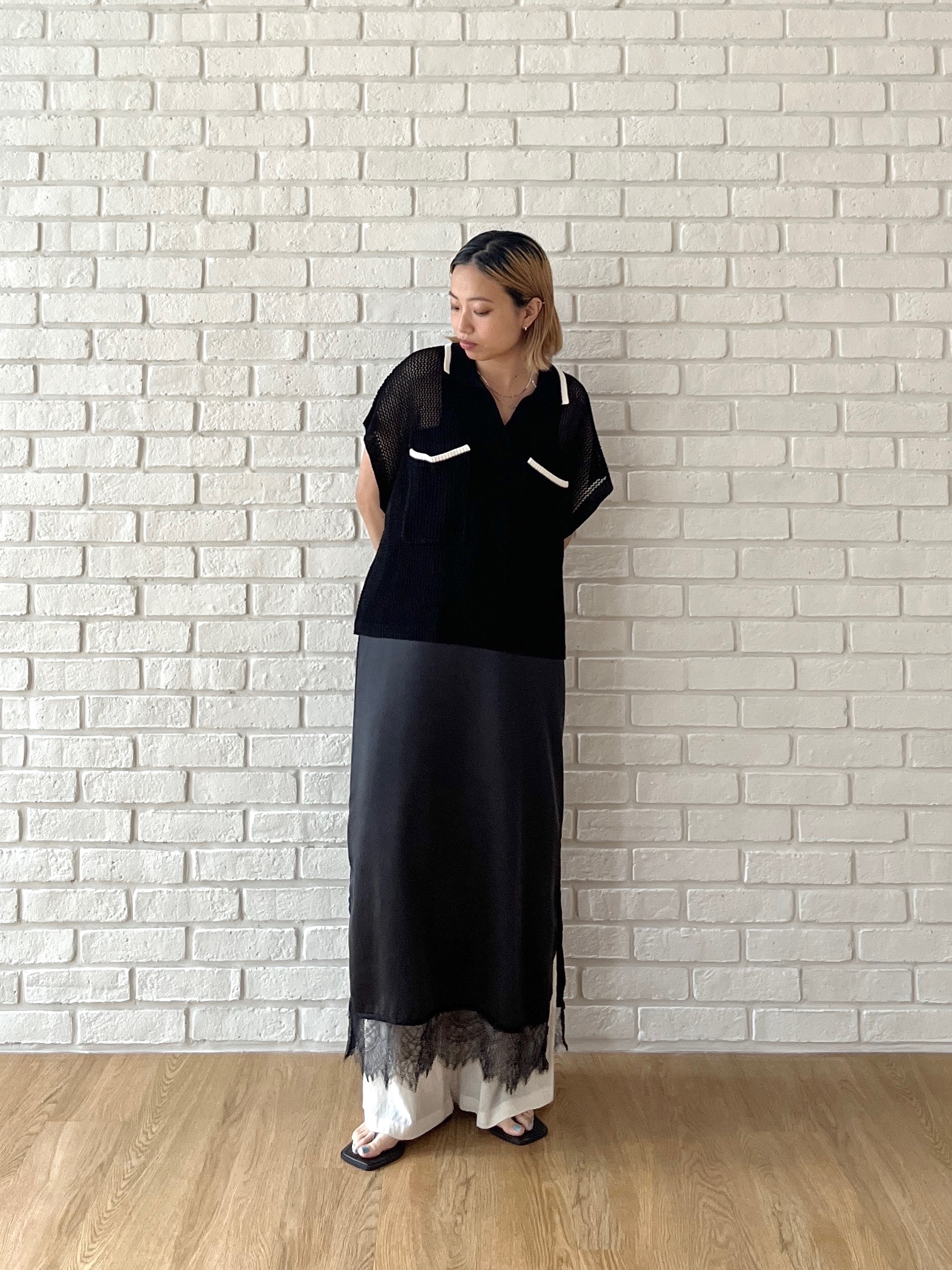 Harukaさんの「INDIVI｜メッシュポロドルマンニット」を使ったコーディネート