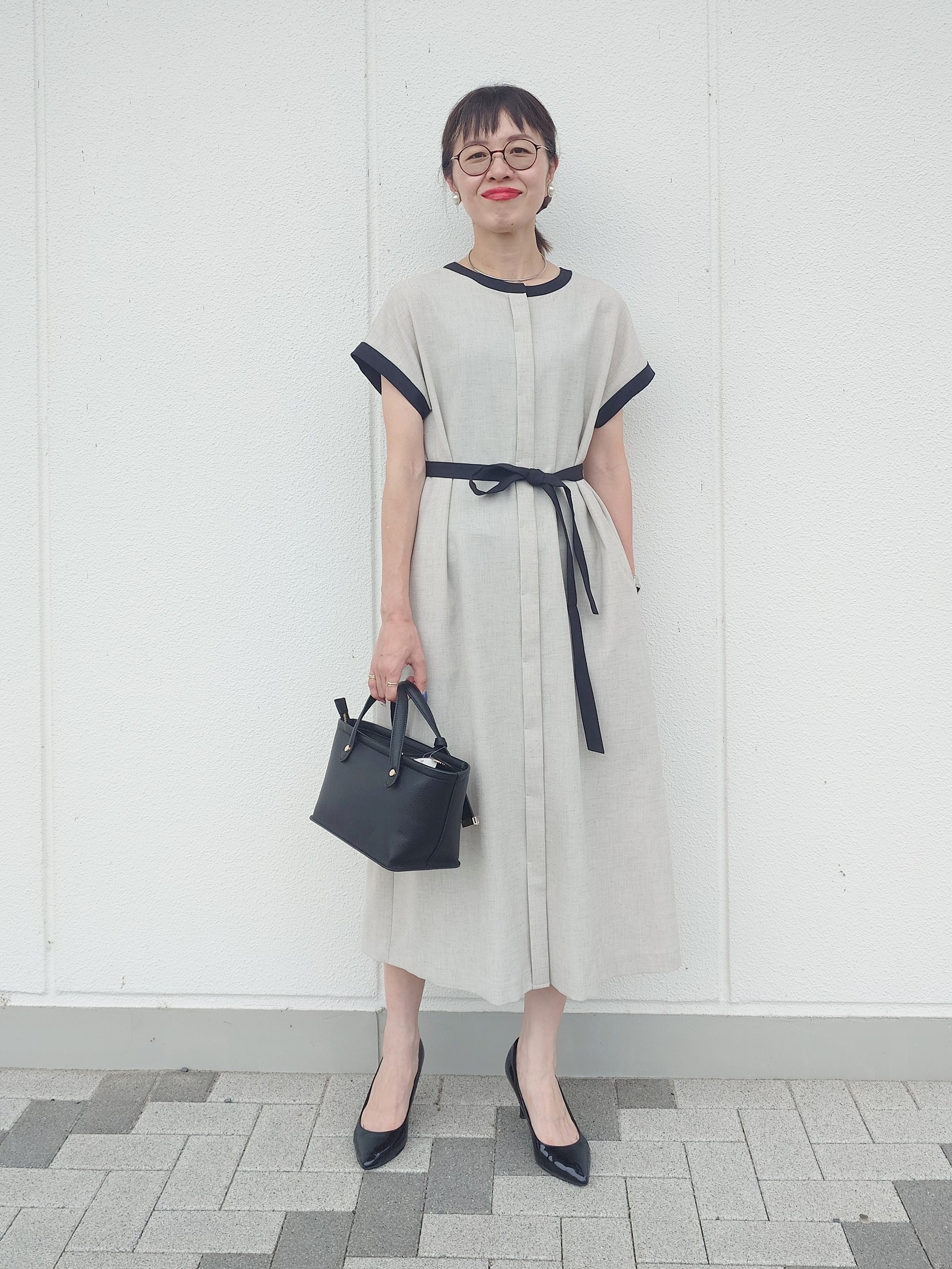 MUTSUKOさんの「UNTITLED｜【接触冷感/UVカット/イージーケア】配色ラインワンピース」を使ったコーディネート
