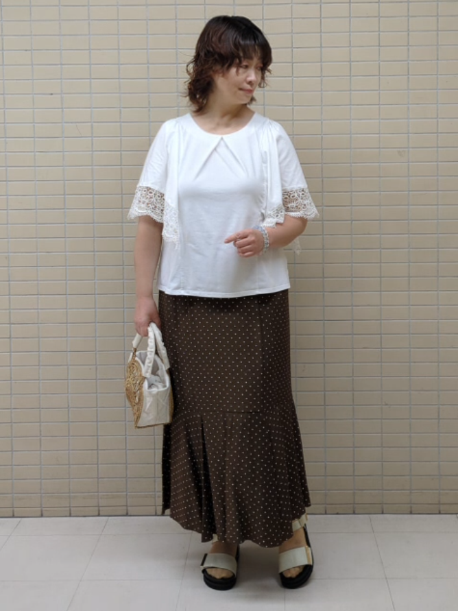 ハム太郎さんの「Reflect｜【セットアップ可】ドット柄ワッシャースカート」を使ったコーディネート