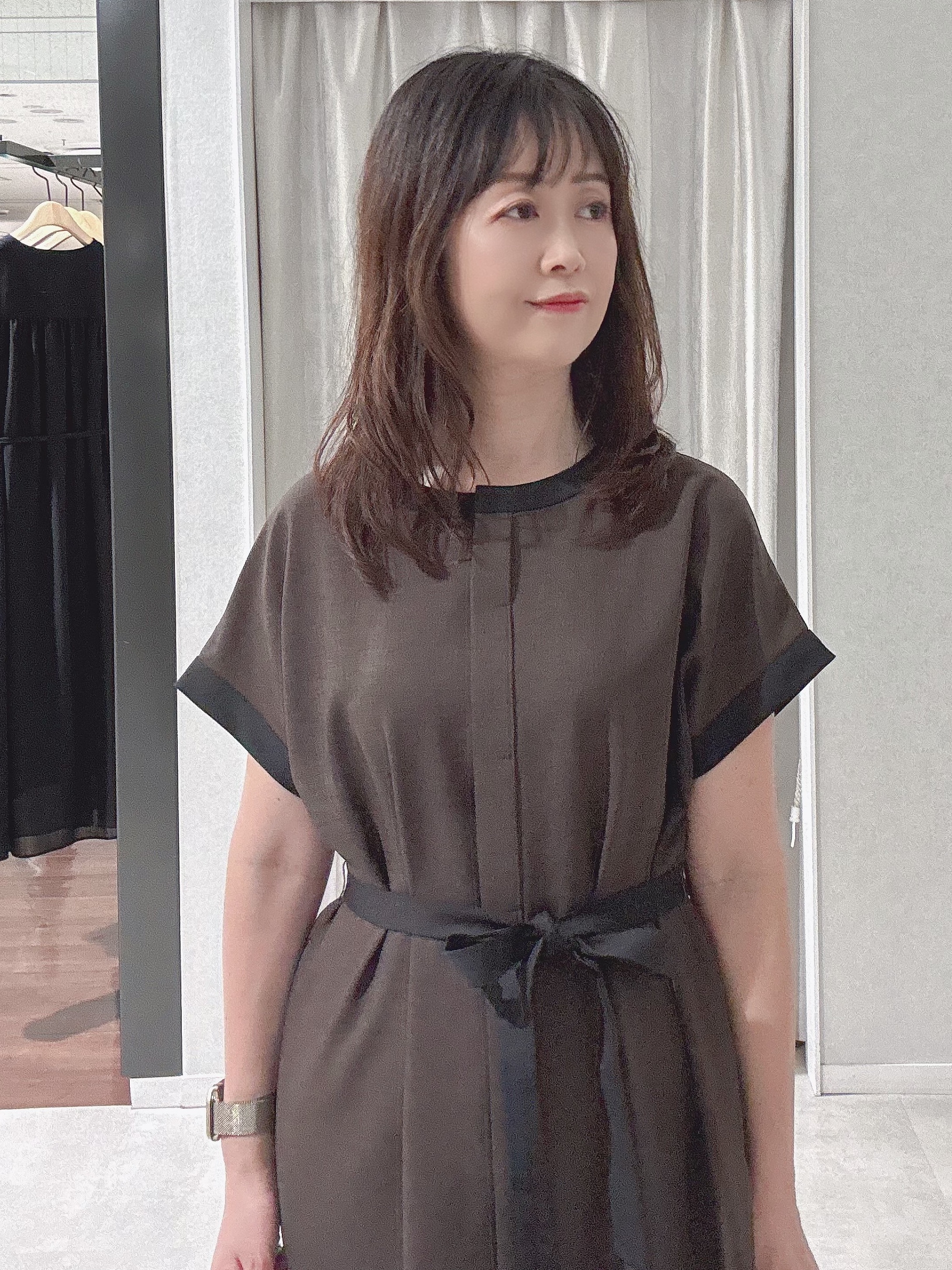 makiさんの「UNTITLED｜【接触冷感/UVカット/イージーケア】配色ラインワンピース」を使ったコーディネート