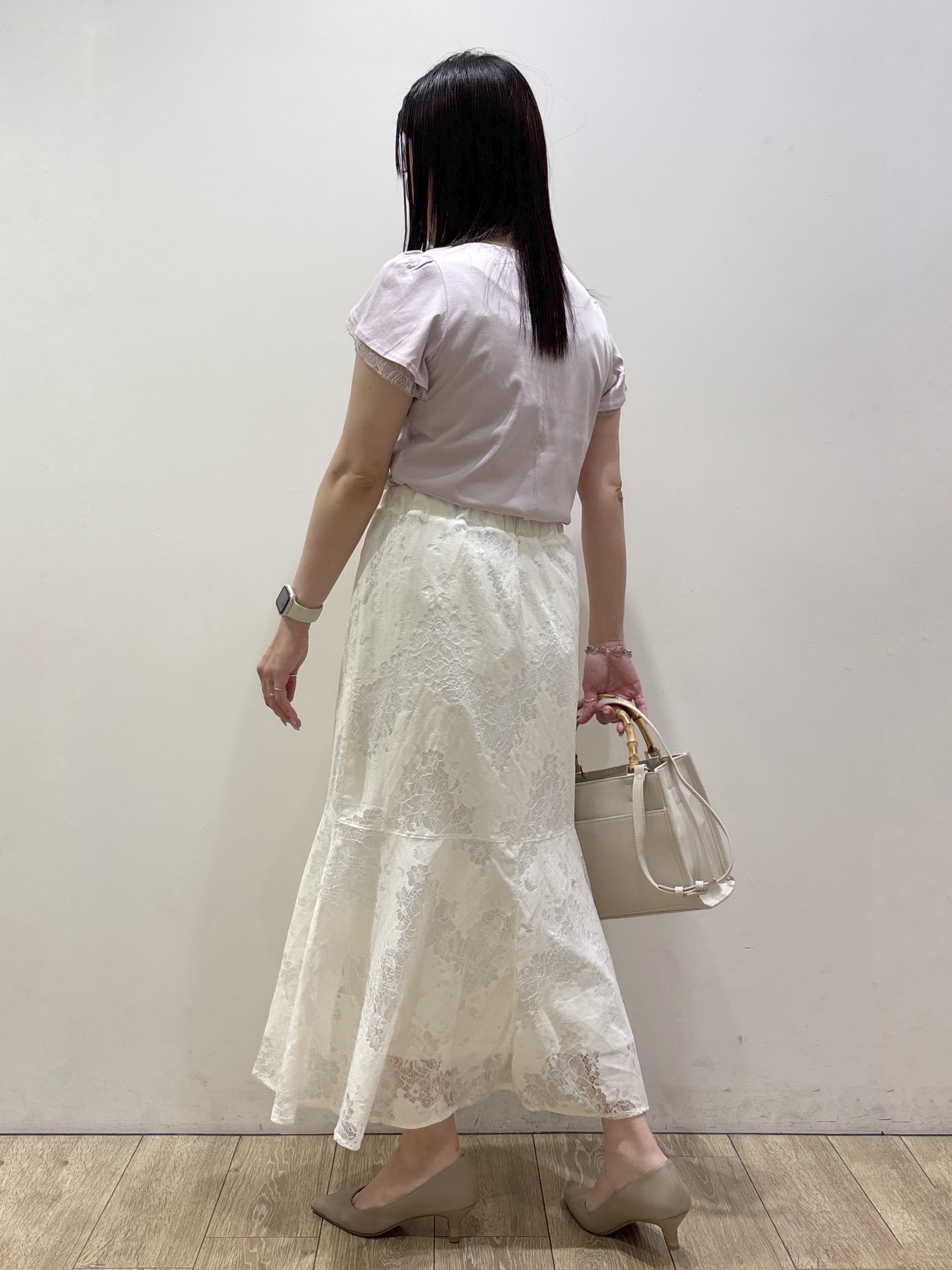 mameさんの「index｜【接触冷感／UVケア】ハートネックレースレイヤードトップス《洗濯機OK／6col》」を使ったコーディネート