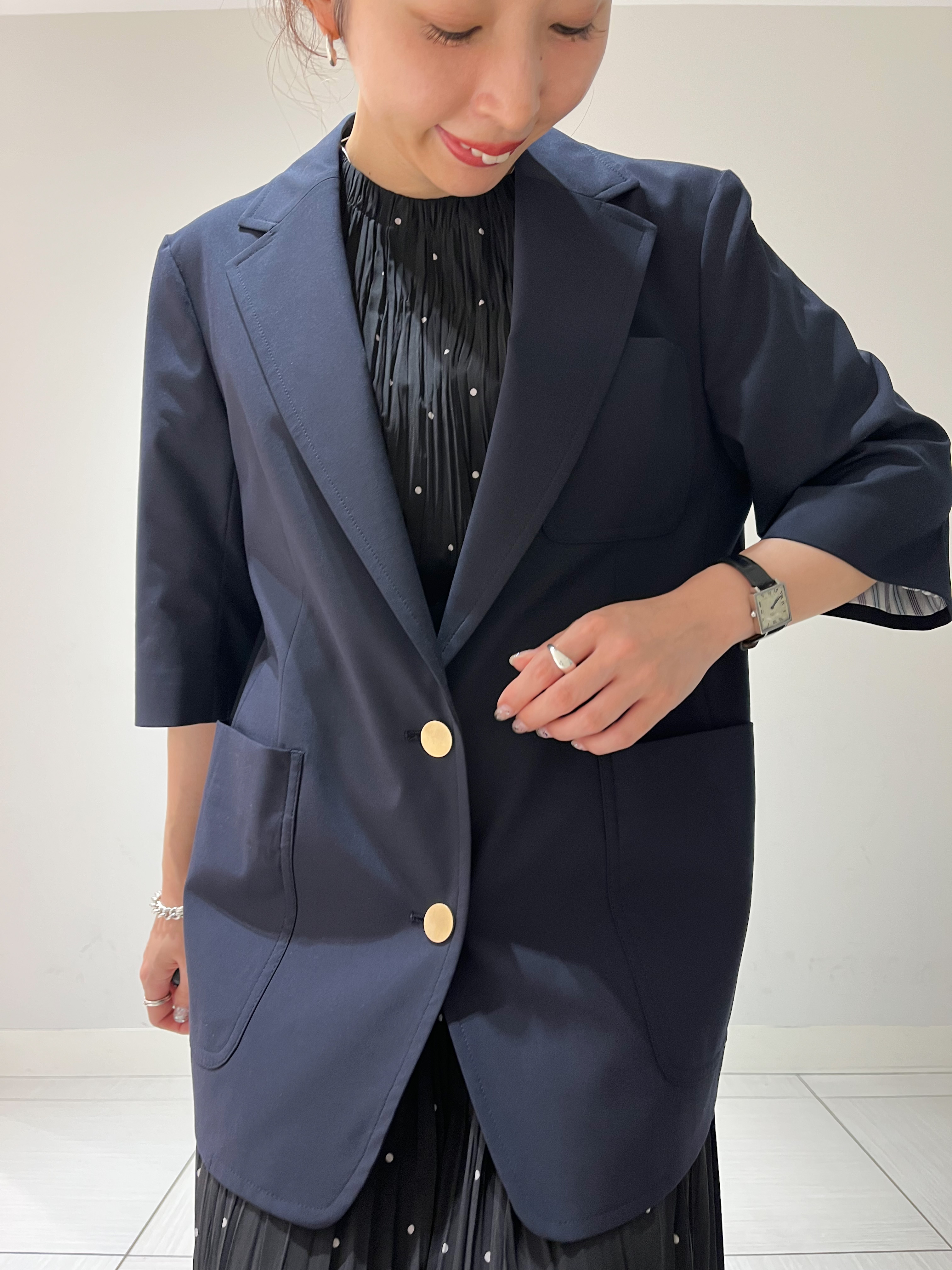 じゅんさんの「DRESSTERIOR｜【接触冷感/セットアップ可】 2WAYストレッチスリークオータージャケット」を使ったコーディネート
